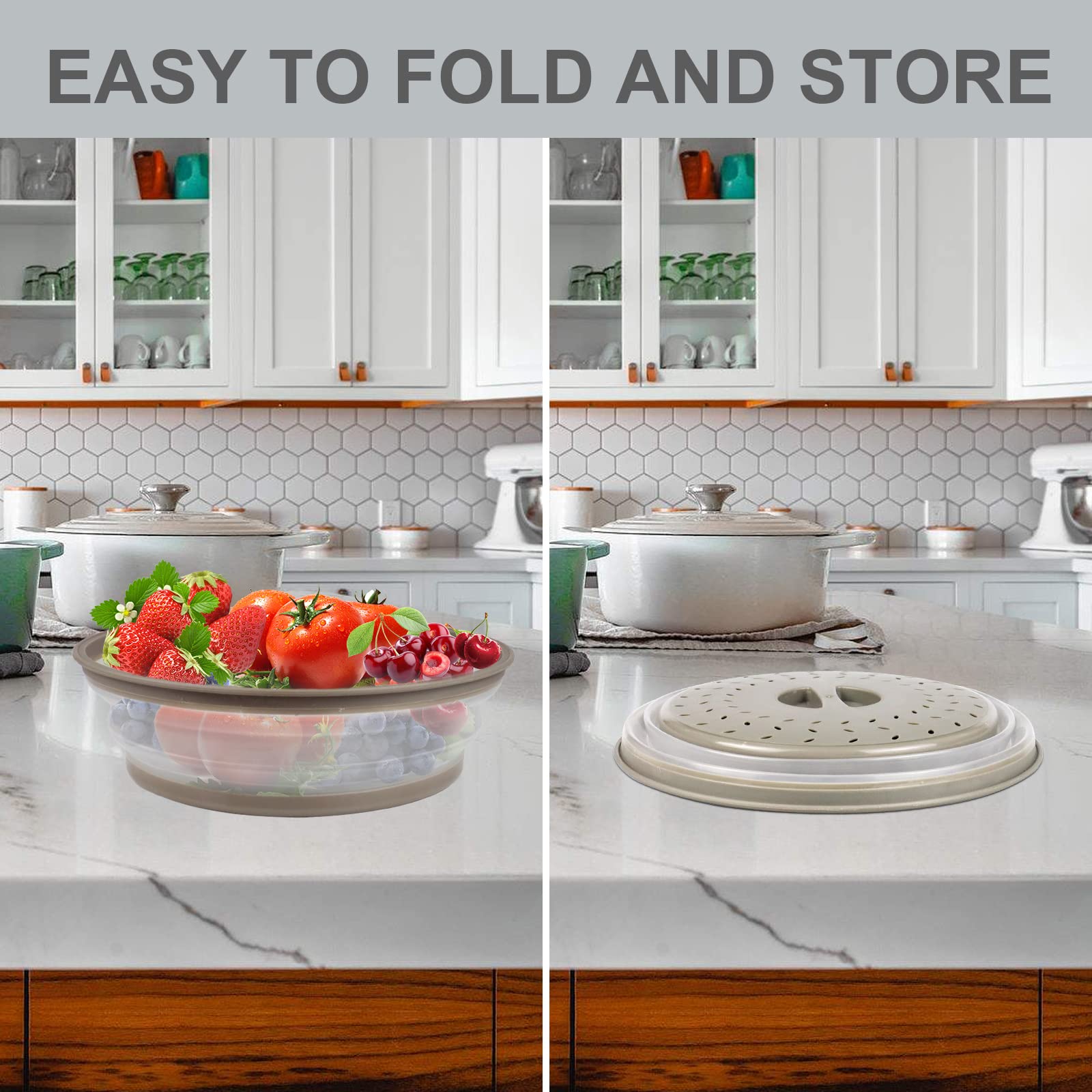 2 In 1, Aidacom Microwave Place Mat & Food Cover- Mat As Bowl Holder, For Splatter Guard, Multi-Use: Silicone Trivet, Pot Holder