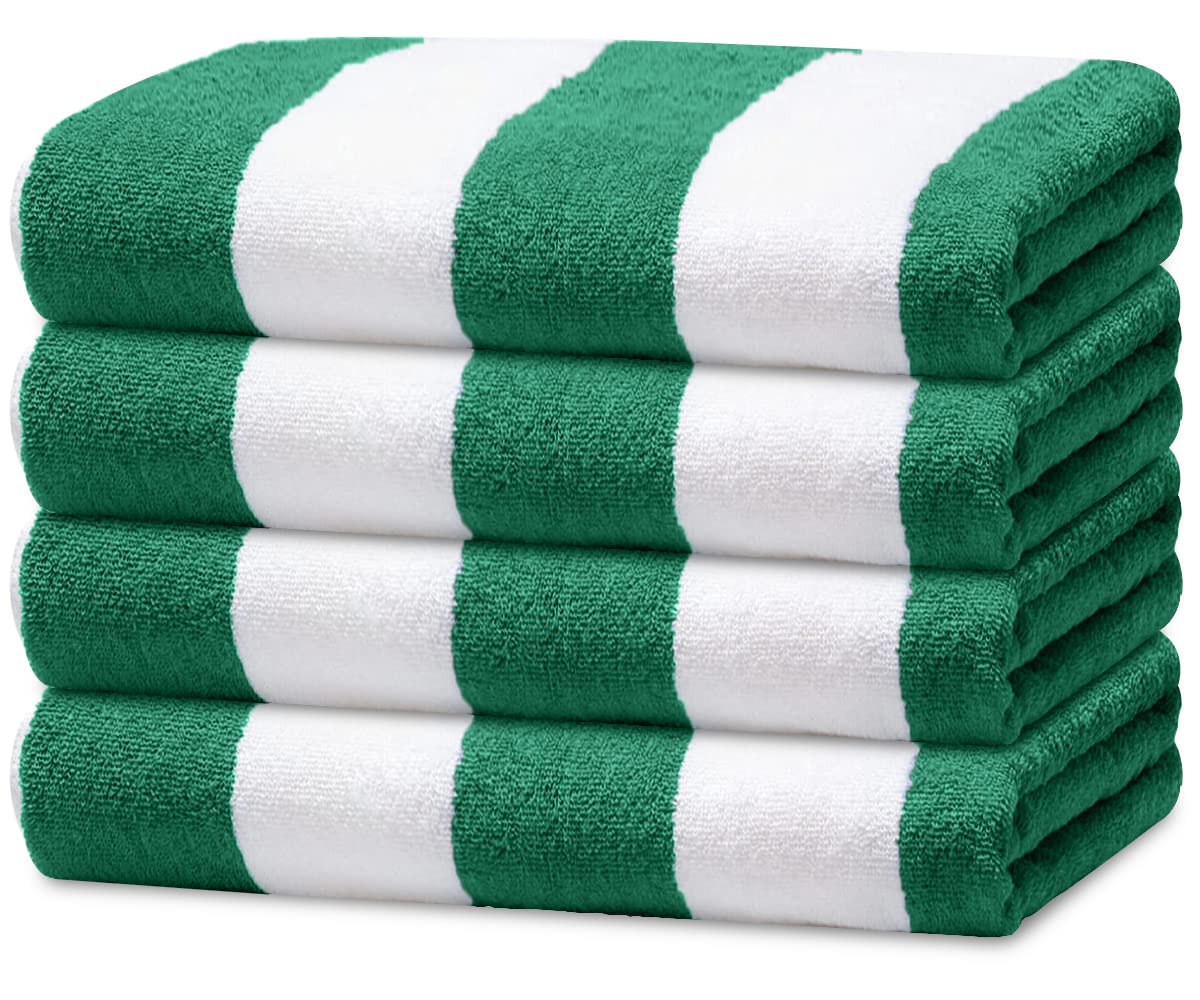 Avalon Cabana Beach Towels 4 Pack (Size 30X60) Inches Oversized, 100% Ring Spun Cotton, Highly Absorbent Large Pool Towels, Supe