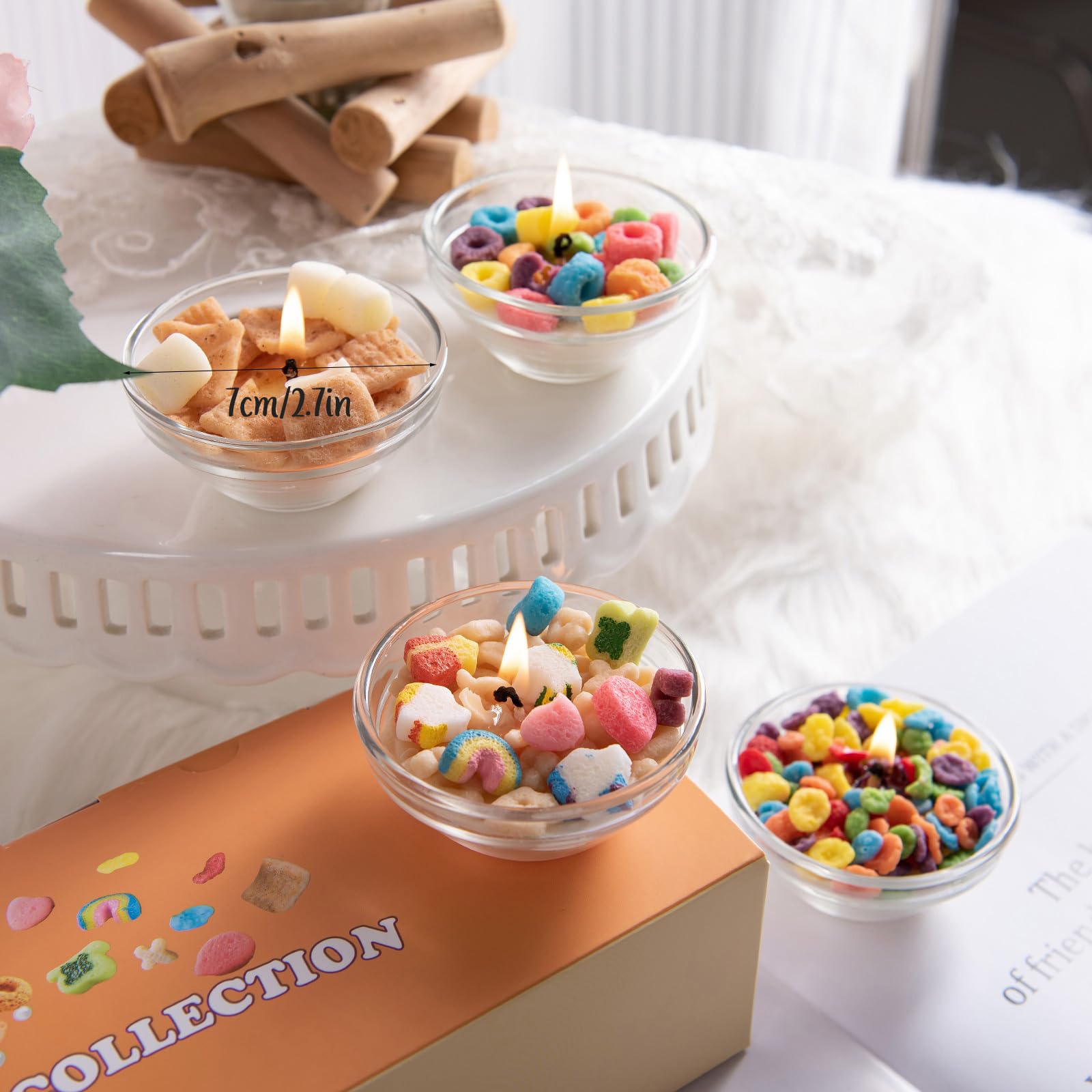 Mini Mix Funny Cereal Bowl Scented Soy Aromatherapy Candles For Birthday Party Wedding Favor (4Pcs/Pack)