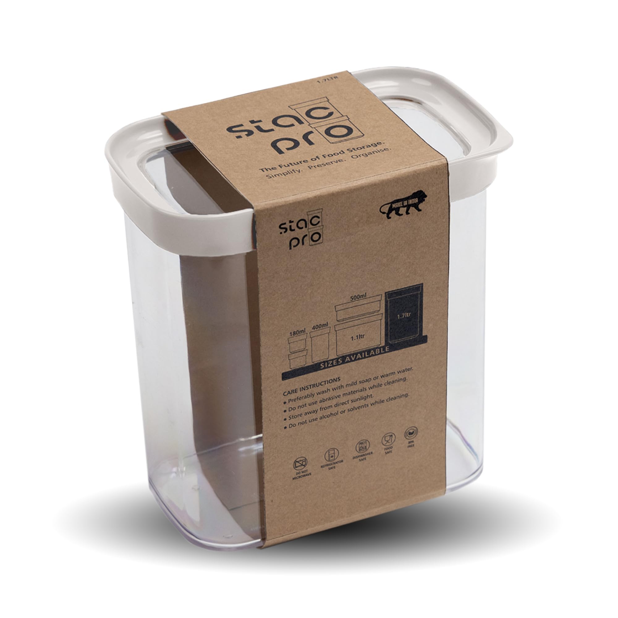 Stacpro Acrylic Airtight Bpa Free Kitchen Containers 1700 Ml, Pack Of 1 | Stackable Jar, Modular Storage, Pantry Organiser, Frid