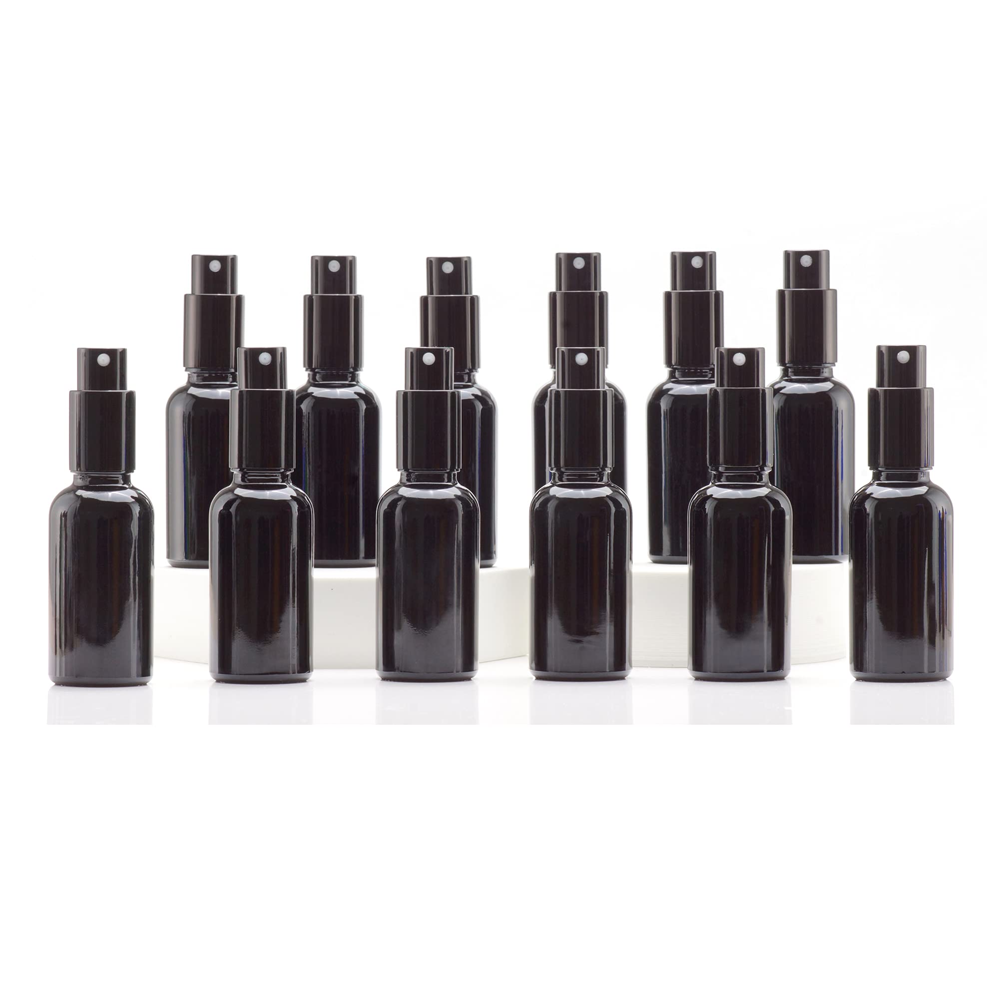 Yizhao Black Glass Spray Bottles 1Oz, With Small Fine Mist Spray, Metal Cap, Refillable For Essential Oil,Travel,Cleaning,Perfum