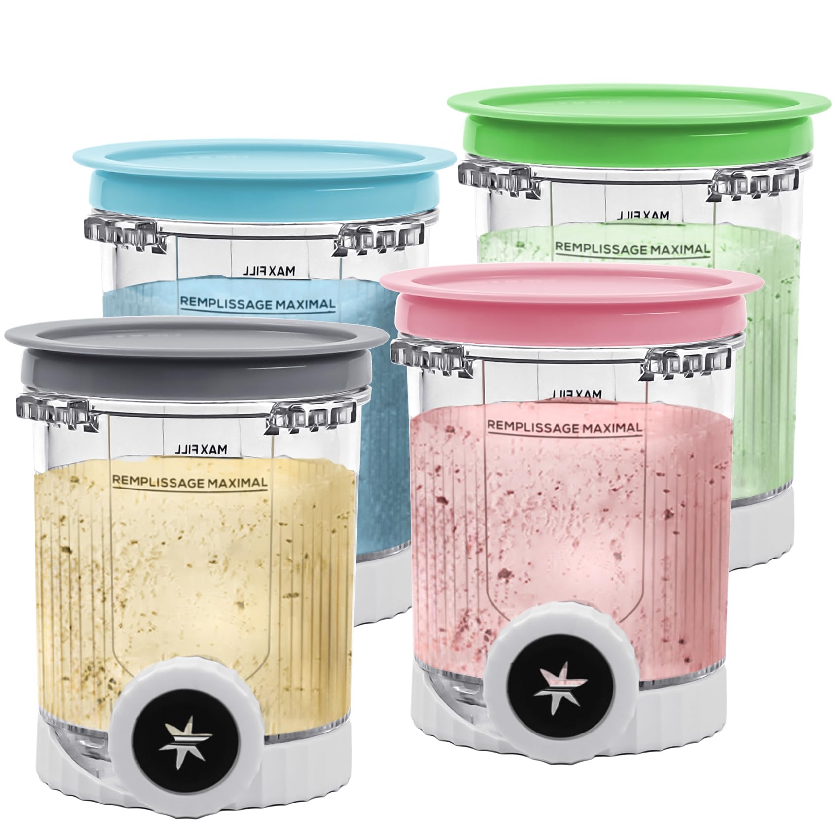 Nanobaby Pints And Lids Replacement Compatible With Ninja Swirl By Creami Nc700 Series Ice Cream Makers, 16Oz Cup Containers Rep