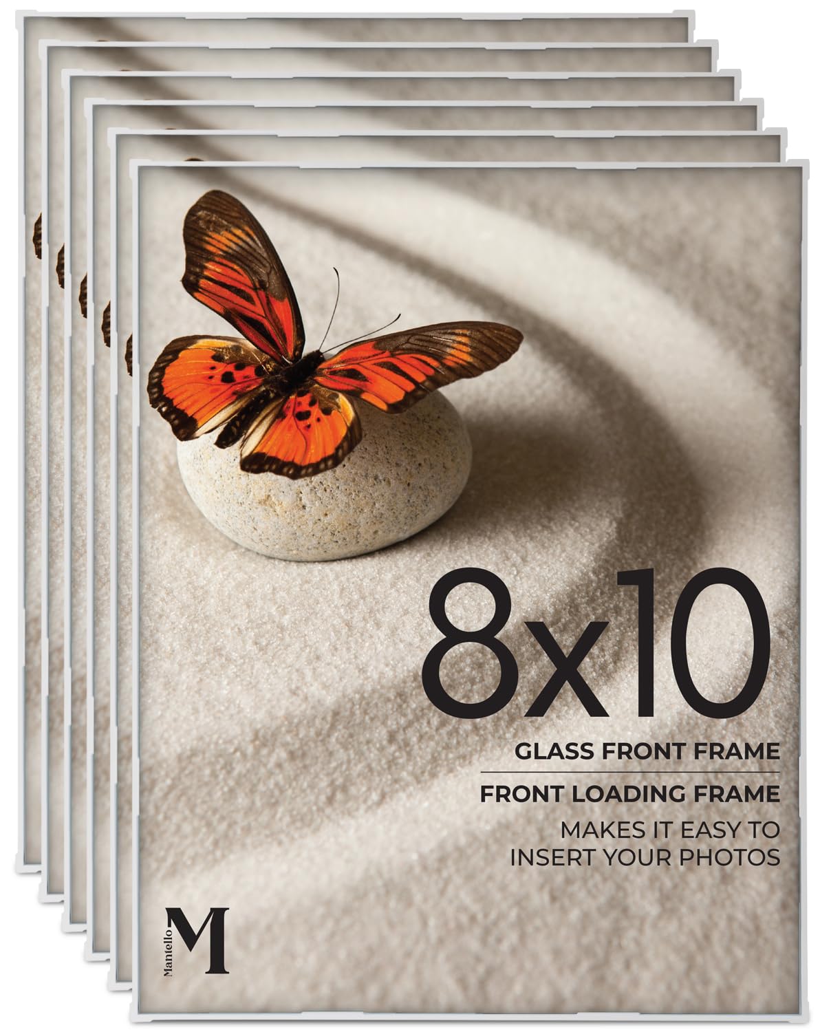 MANTELLO ESSENTIALS 8 x 10 Photo Frame Set, 8 x 10 White Picture Frames, Front Loading Picture Frames 8x10, Set of 6