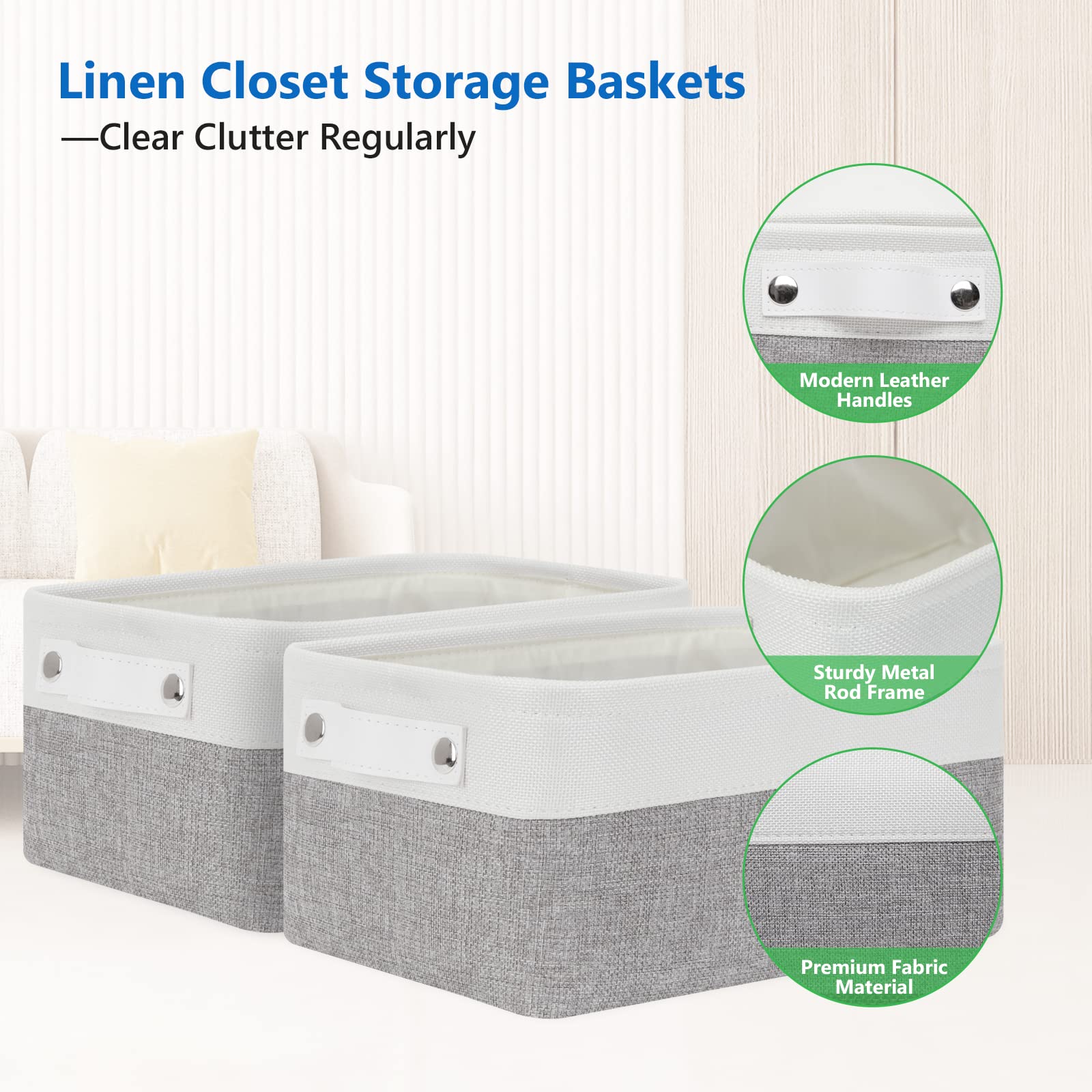 Bidtakay Small Storage Baskets For Organizing [4-Pack] Fabric Storage Bins For Baby Organizer Shelf Baskets For Nursery Storage