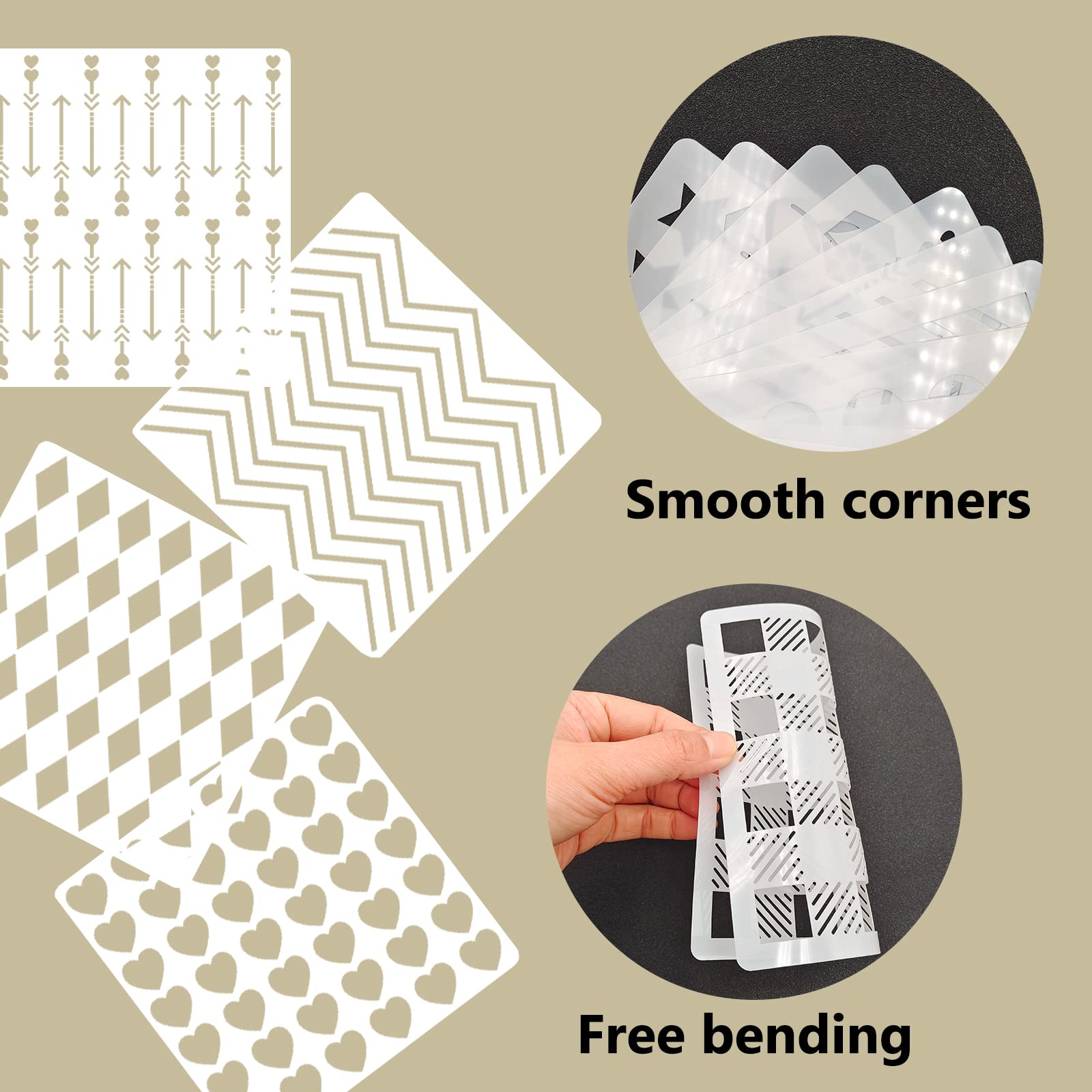 Ciemoda 16 Pack Cookie Stencils,6 * 6''Reusable Plastic Biscuit Cake Stencils With Checkered Star Heart Diamond Flower Circle Sh
