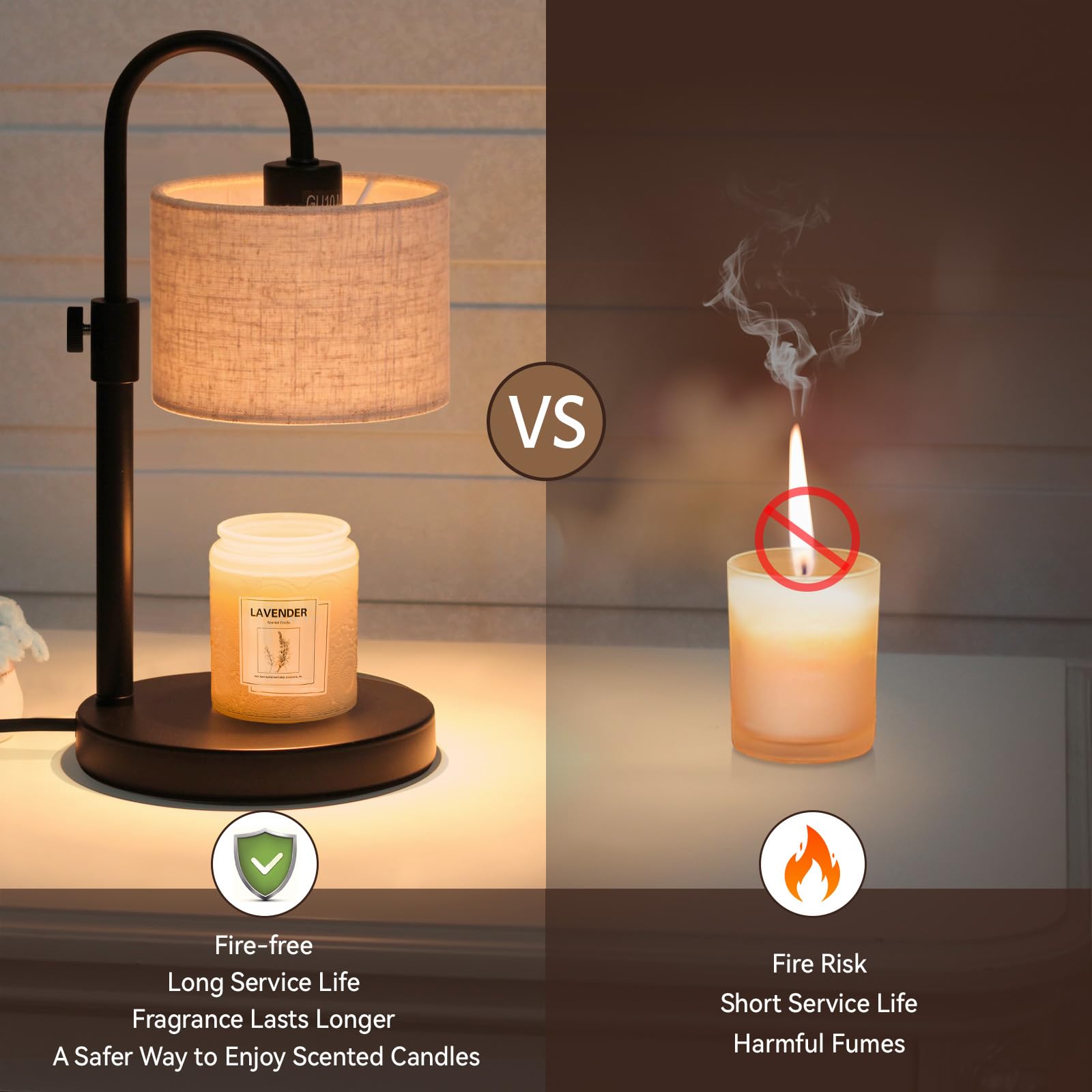 FINCMY Candle Warmer Lamp with Timer, Dimmable Candle Wax Warmer Candle Lamp with 2 Bulbs, House Warming Gifts Brithday Gifts fo