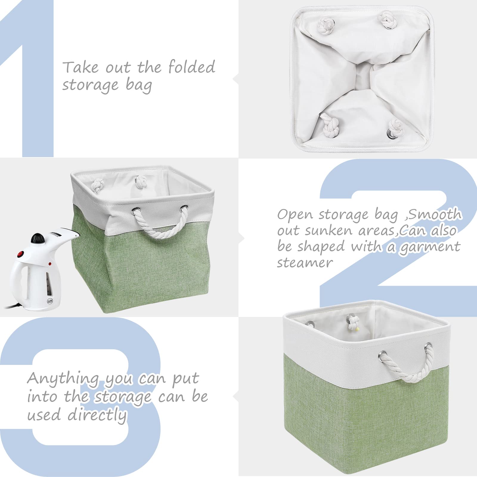 Finishingbo Fabric Cubes Storage Basket, 6 Pack 11X11 In With Handles Foldable Cube Storage Bins, For Shelves, Home, Office, Nur