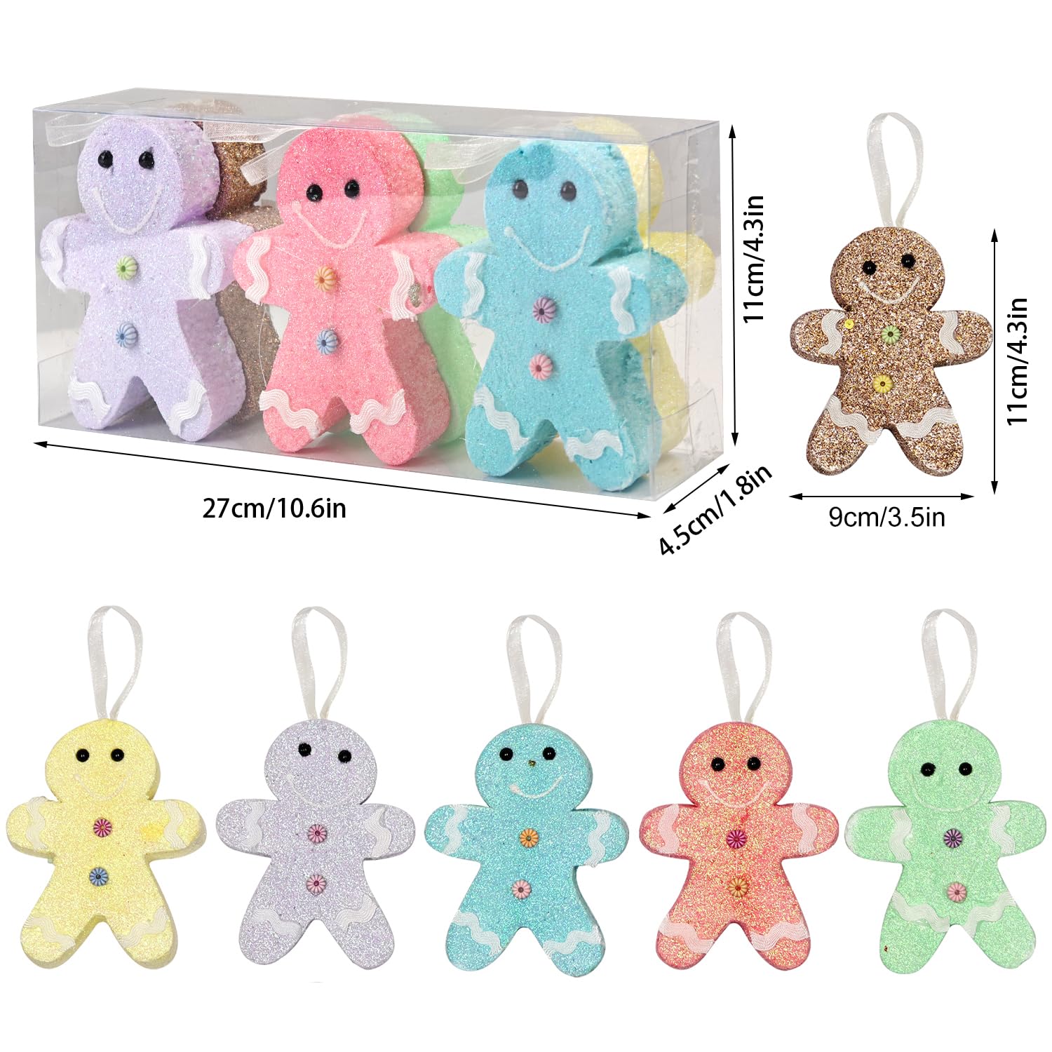 LANGXUN 6pcs Gingerbread Man Candy Land 2025 Xmas Party Suppiles Decoration, Hanging Candy Cane Christmas Tree D  cor, Christmas