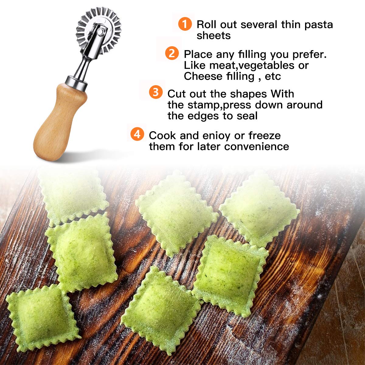 Fusiontec Pastry Wheel Cutter - Pasta Cutter Wheel - Ravioli Crimper Cutter Wheel For Home And Kitchen Use, 1.3Inch