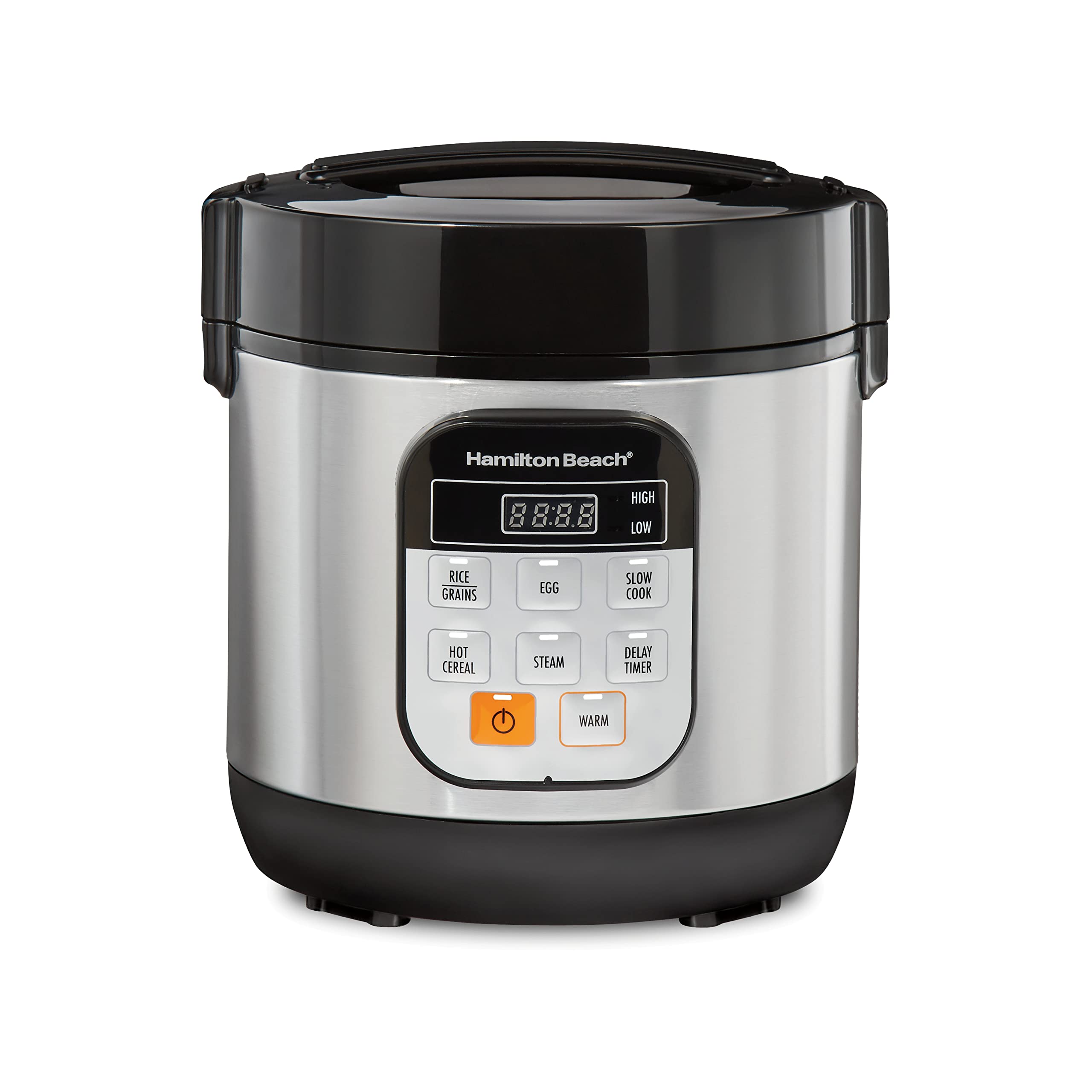 Hamilton Beach Digital Programmable Rice Cooker & Food Steamer, With Slow Hard-Boiled Egg Functions, Egg/Steam Tray, Small & Com