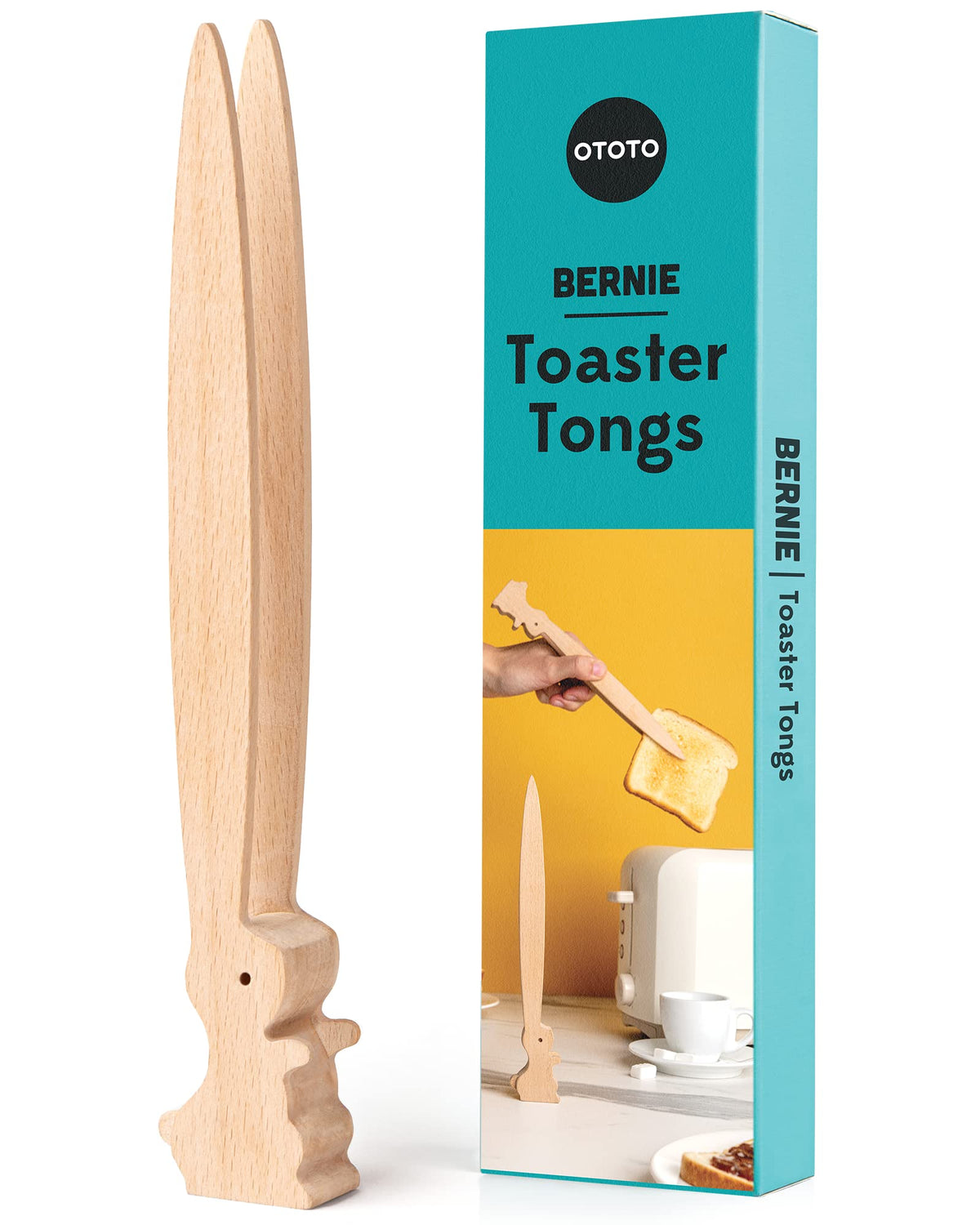 Ototo Bernie Bunny Toaster Tongs - Rabbit Toast Tongs, Wooden Tongs For Toaster, Wooden Toaster Tongs, Kitchen Tongs - Multipurp