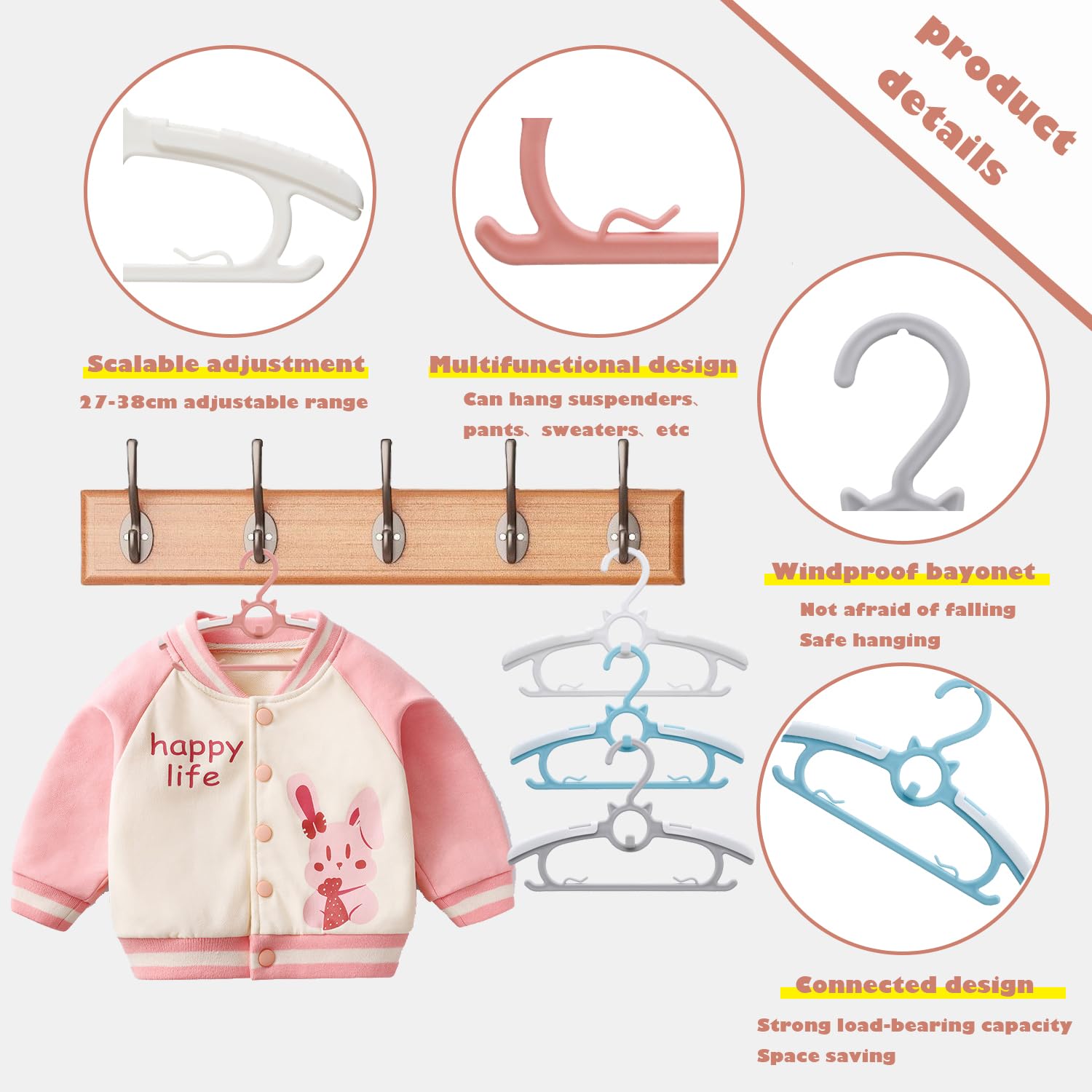 Gencuoir Baby Nursery Closet Hangers, Ultra Thin Non-Slip And Extendable Laundry Infant Pant Hanger For Newborn Clothes 30Pcs11-