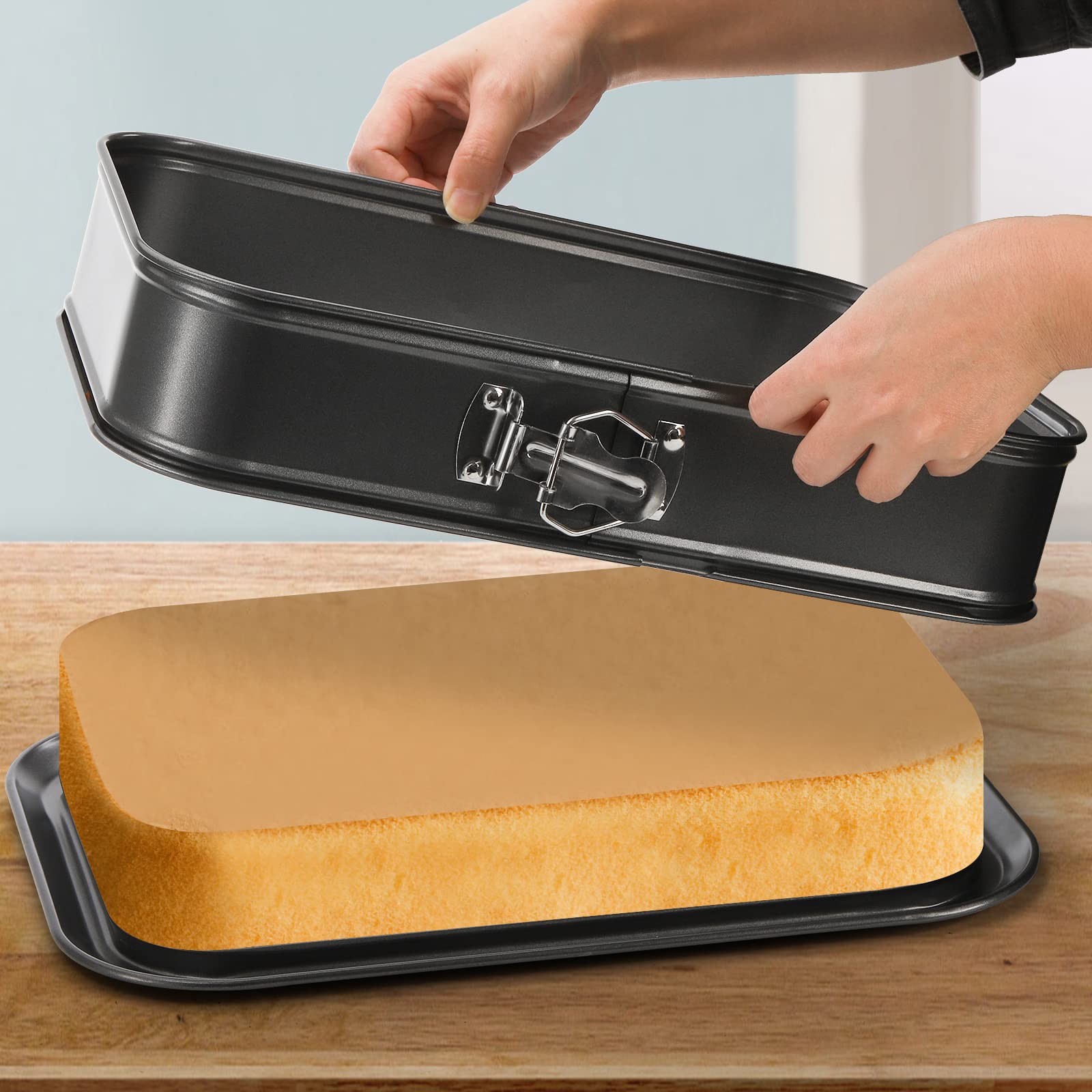 Soujoy Springform Cake Pan, Non-Stick Cheesecake Pan, 14 X 9 Inch Large Rectangle Cake Pan With Removable Bottom, Ice Cream Cake