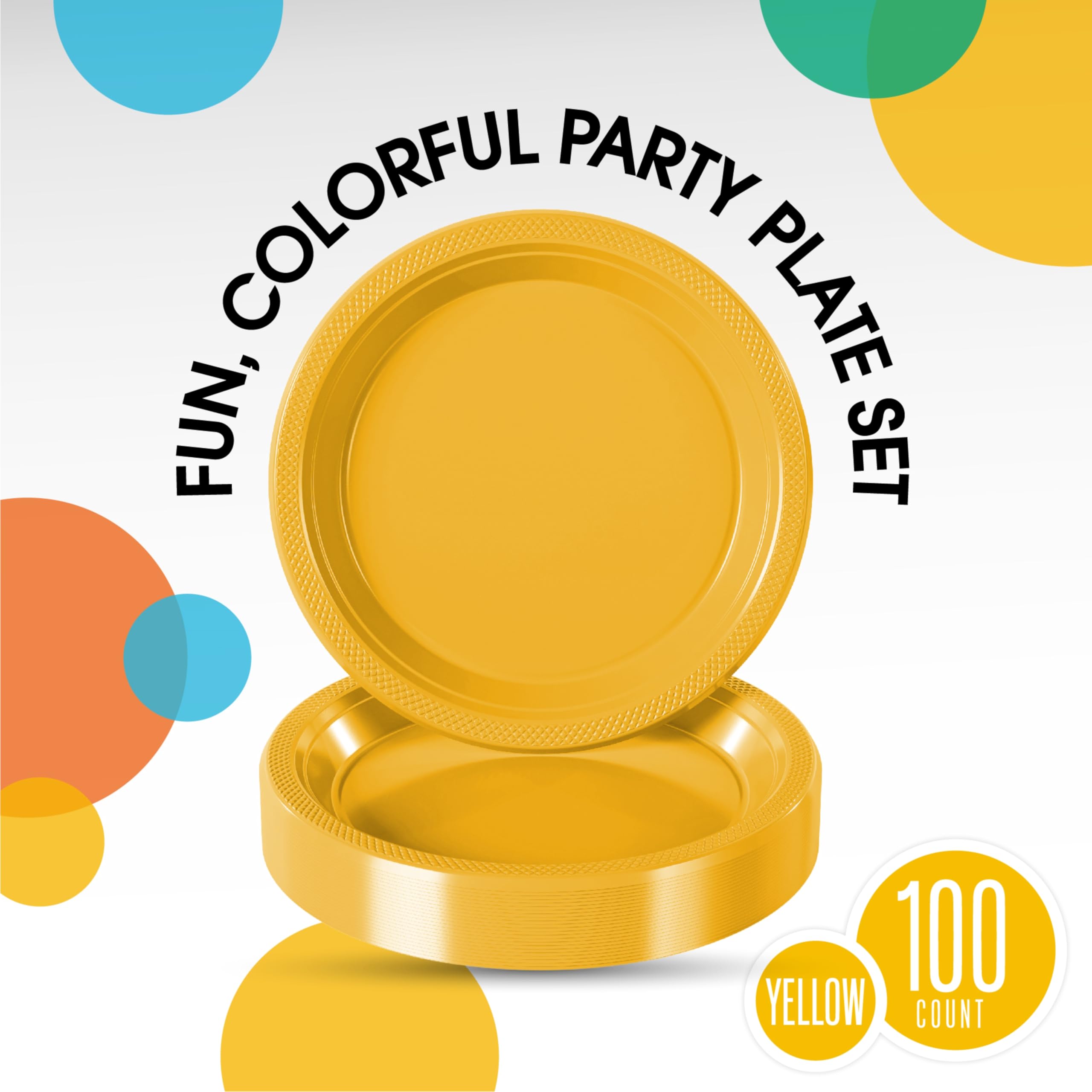 Exquisite Yellow Plastic Plates For Party 7 Yellow Disposable Plates For Party Supplies 100 Pcs Disposable Dinner Plate Heavy