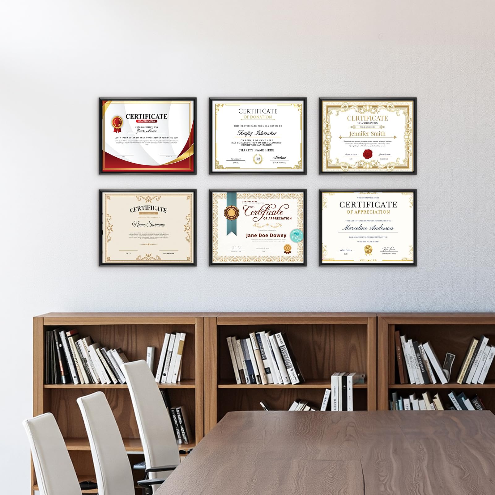 Edenseelake 8.5 x 11 Picture Frame Set of 6, Black 8.5 x 11 Certificate Frame for Award Document Diploma, Wall or Tabletop Displ