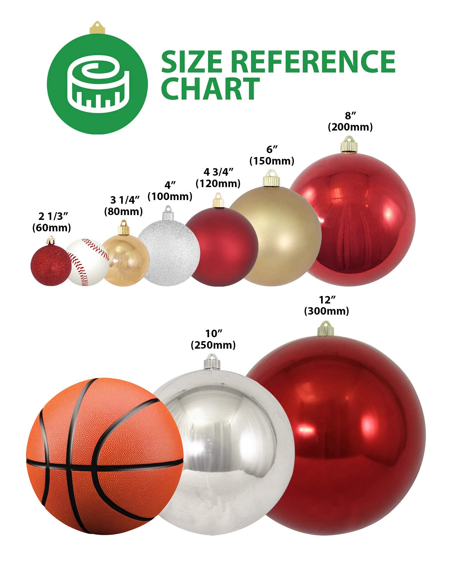 Christmas By Krebs 8 (200mm) Red Glitter [1 Piece] Extra Large Solid Oversized Huge Big Outdoor Plastic, Water Resistant Ball Or