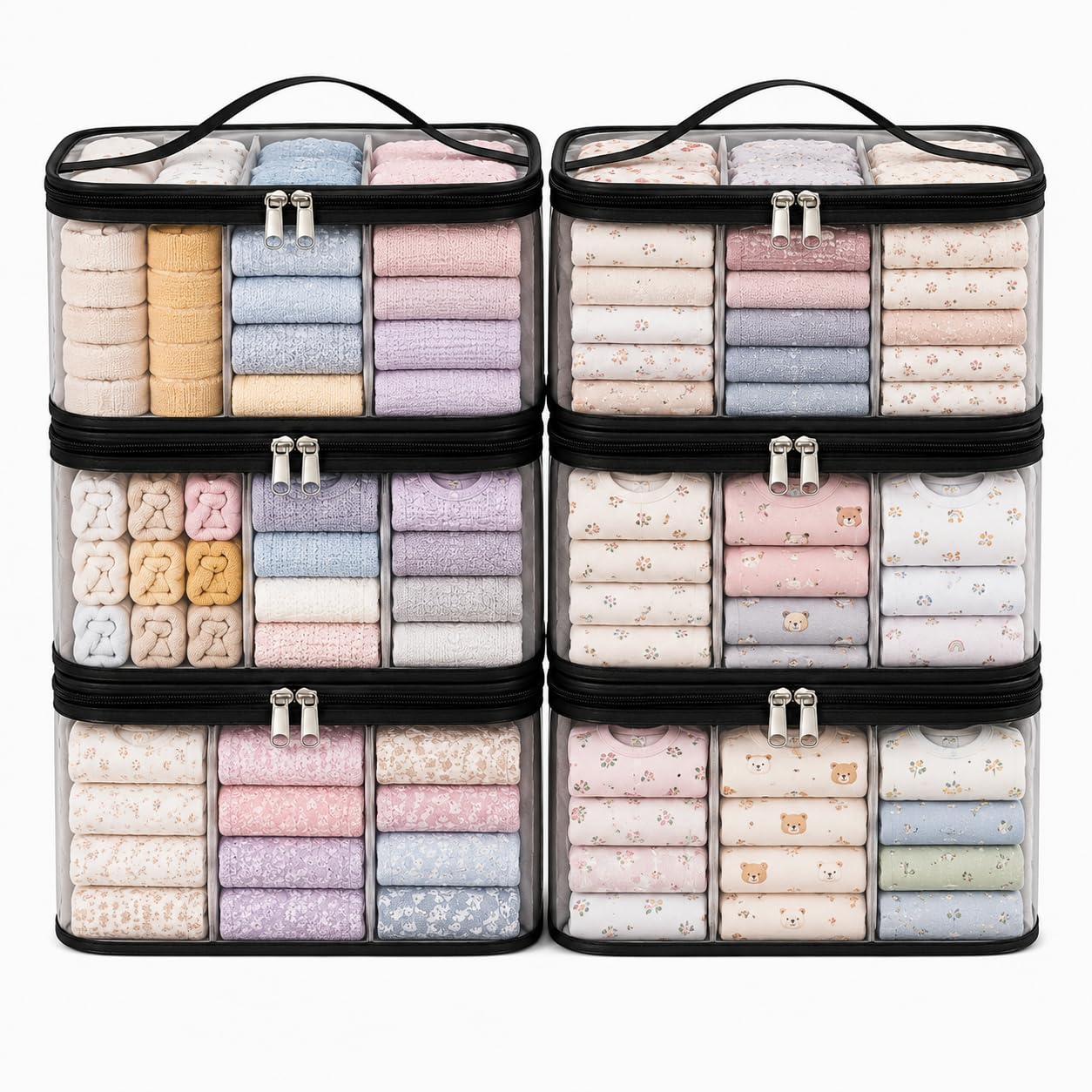 Decom Industries Decgb Transparent Drawer Organizer Storage Bag, Foldable Multi Compartment Wardrobe Organizer For Clothes, Bras