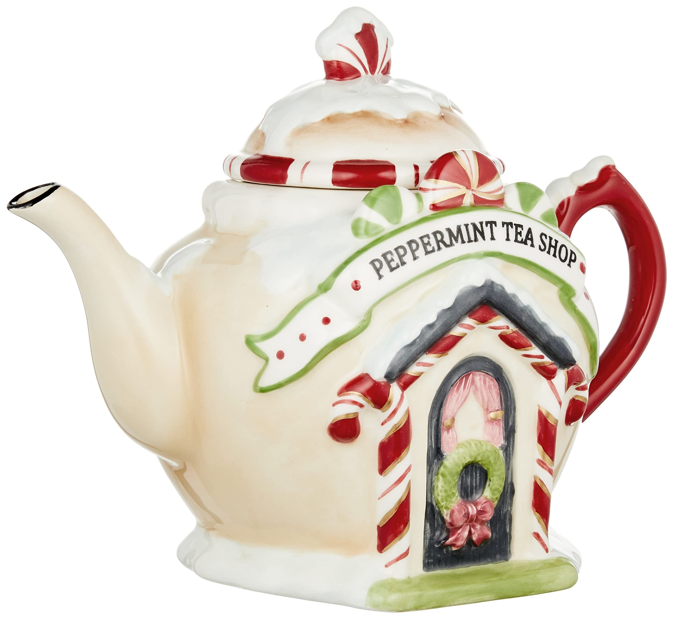 Cosmos Gifts Santa'S Village Ceramic Teapot, 7-1/4-Inch