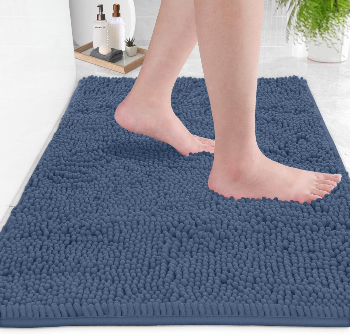 Ultra Soft Texture Chenille Plush Bath Rugs Floor Mats, Bath Rug Non Slip Microfiber Door Mat For Kitchen/Entryway/Living Room (