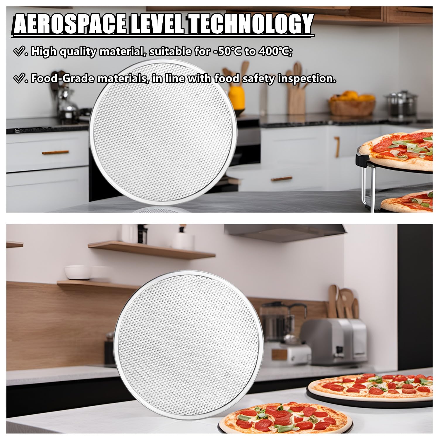 Rhblme Pizza Screen, Pizza Screen 12 Inch, Aluminum Alloy Seamless Pizza Screens Food Grade Pizza Baking Screen, Nonstick Pizza