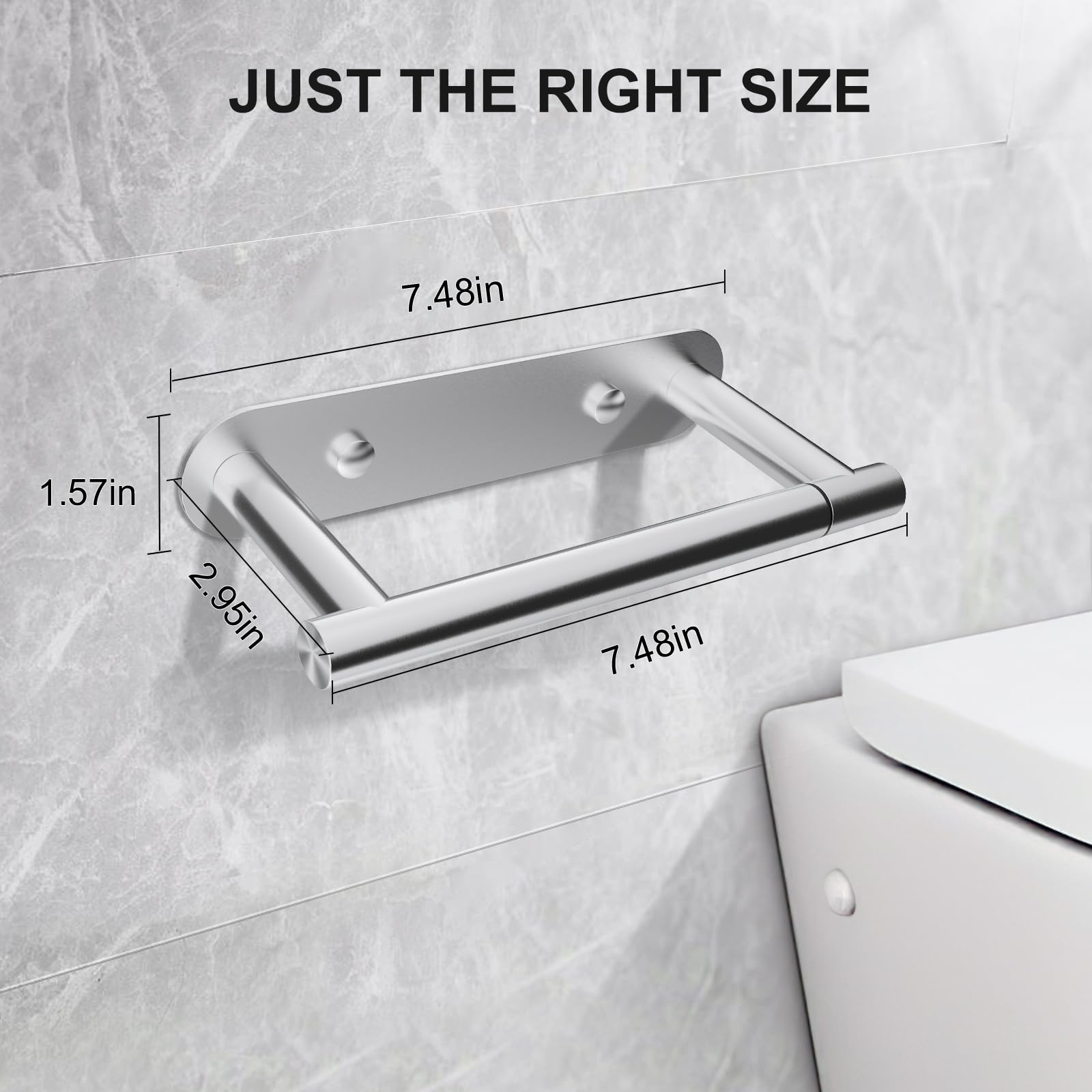 Setsail Toilet Paper Holder Adhesive Or Screw-In Brushed Nickel Bathroom Toilet Paper Roll Holders Wall Mount Stainless Steel Ti