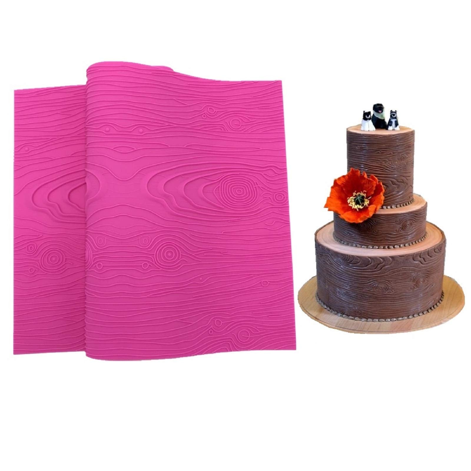Kulepin Woodgrain Lace Silicone Mold Fondant Wooden Impression Lace Mat Diy For Cake Decorating