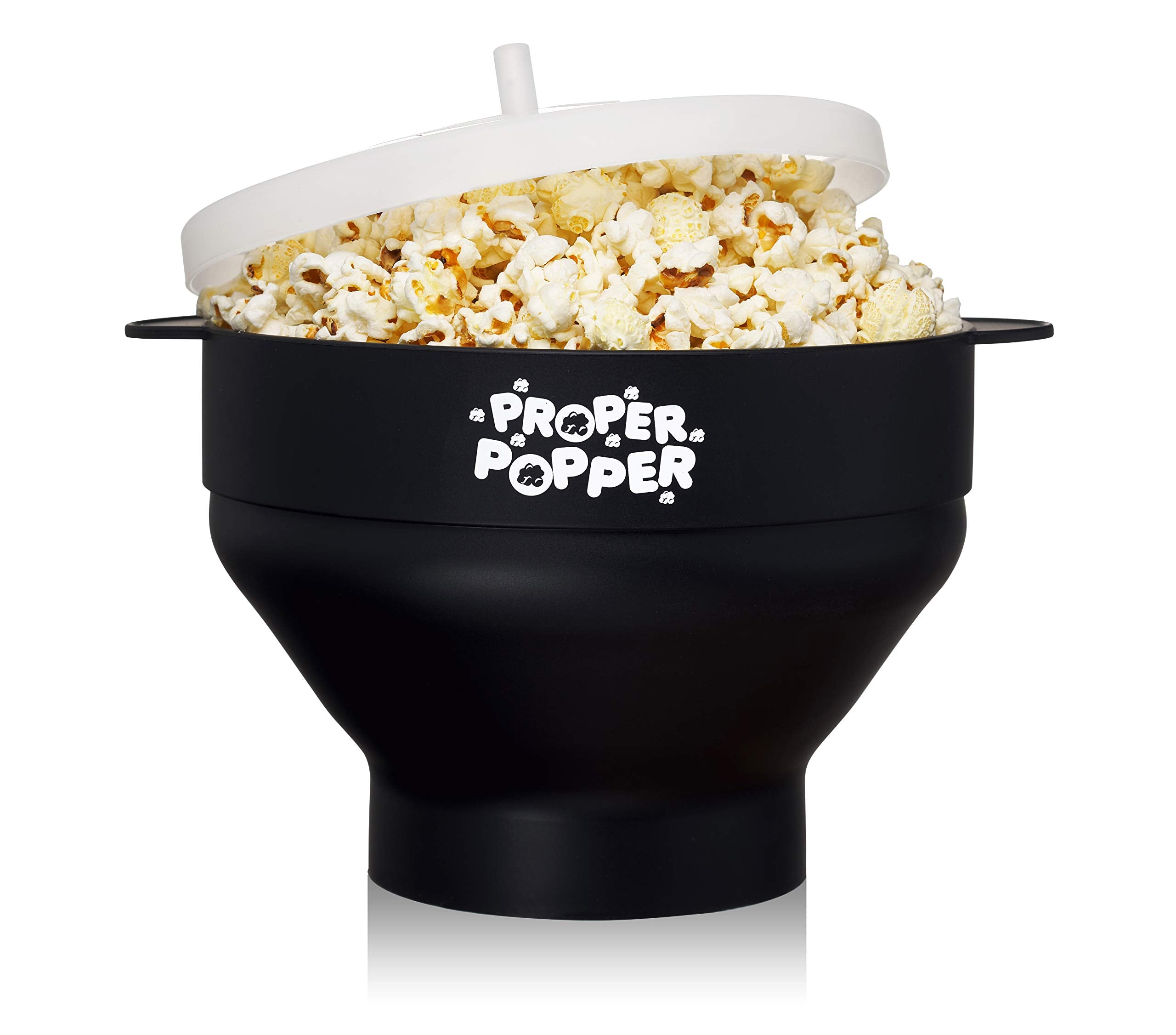 The Original Proper Popper Microwave Popcorn Popper, Silicone Popcorn Maker, Collapsible Bowl Bpa Free & Dishwasher Safe - (Blac
