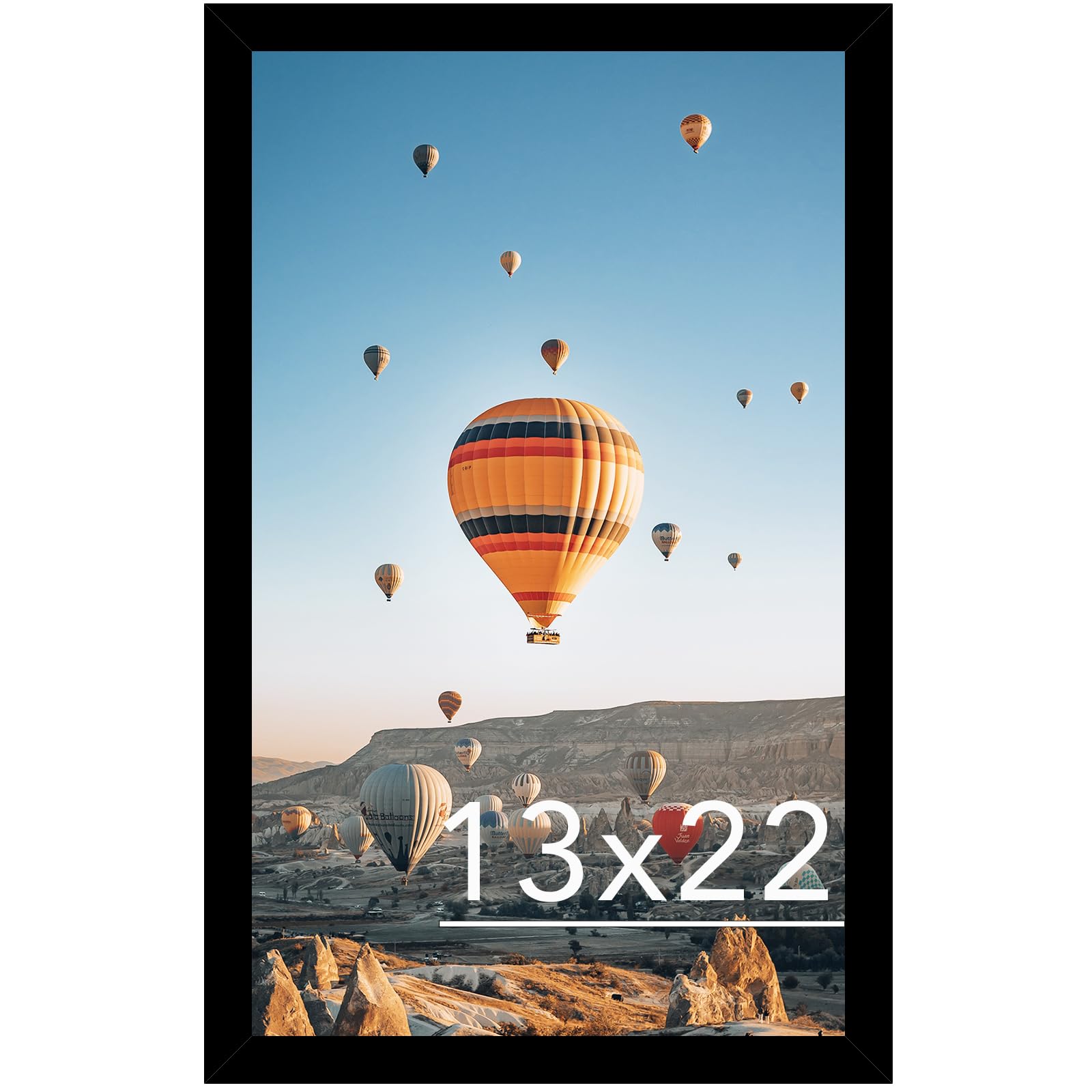 JCJMY 13x22 Picture Frame Black for Poster Photo Picture, Horizontal and Vertical Formats for Wall Hanging, 13 x 22 Wall Gallery