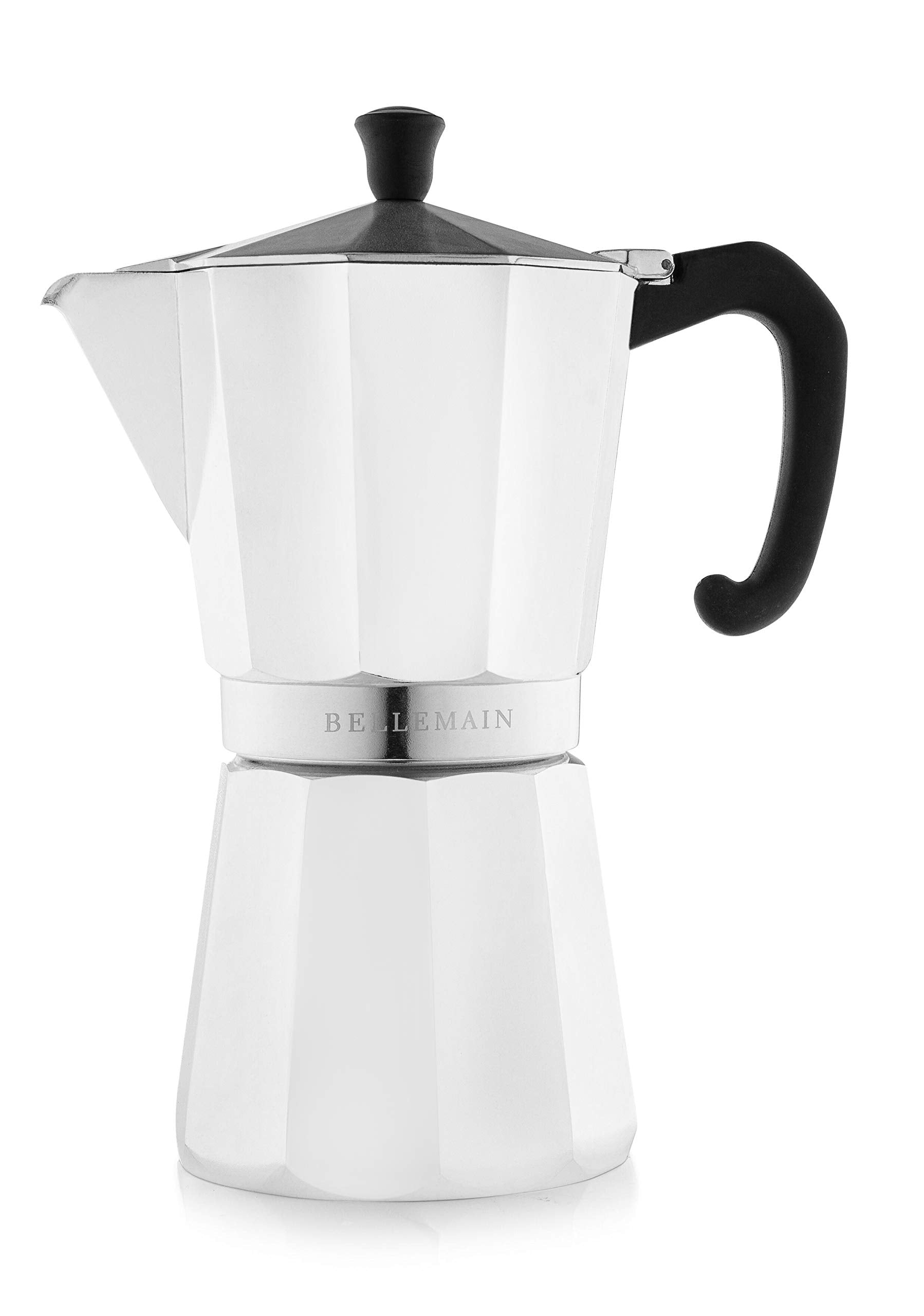 Bellemain Stovetop Espresso Maker Moka Pot (White, 9 Cup)