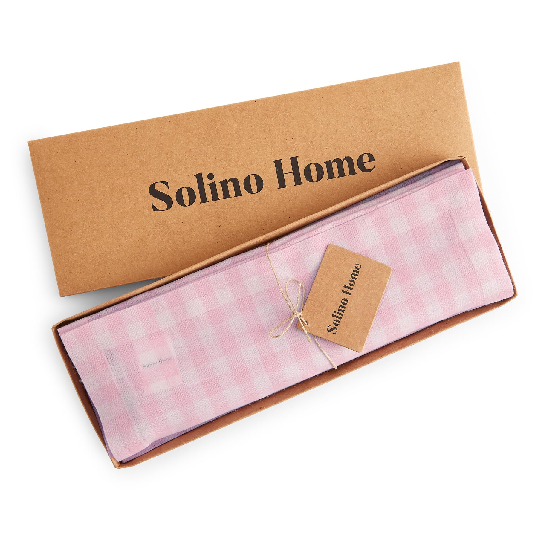 Solino Home Linen Placemats 14 X 19 Inch - 100% Pure Linen Marshmellow Pink Plaid Cloth Placemats Set Of 4 - Gingham Check, Wash