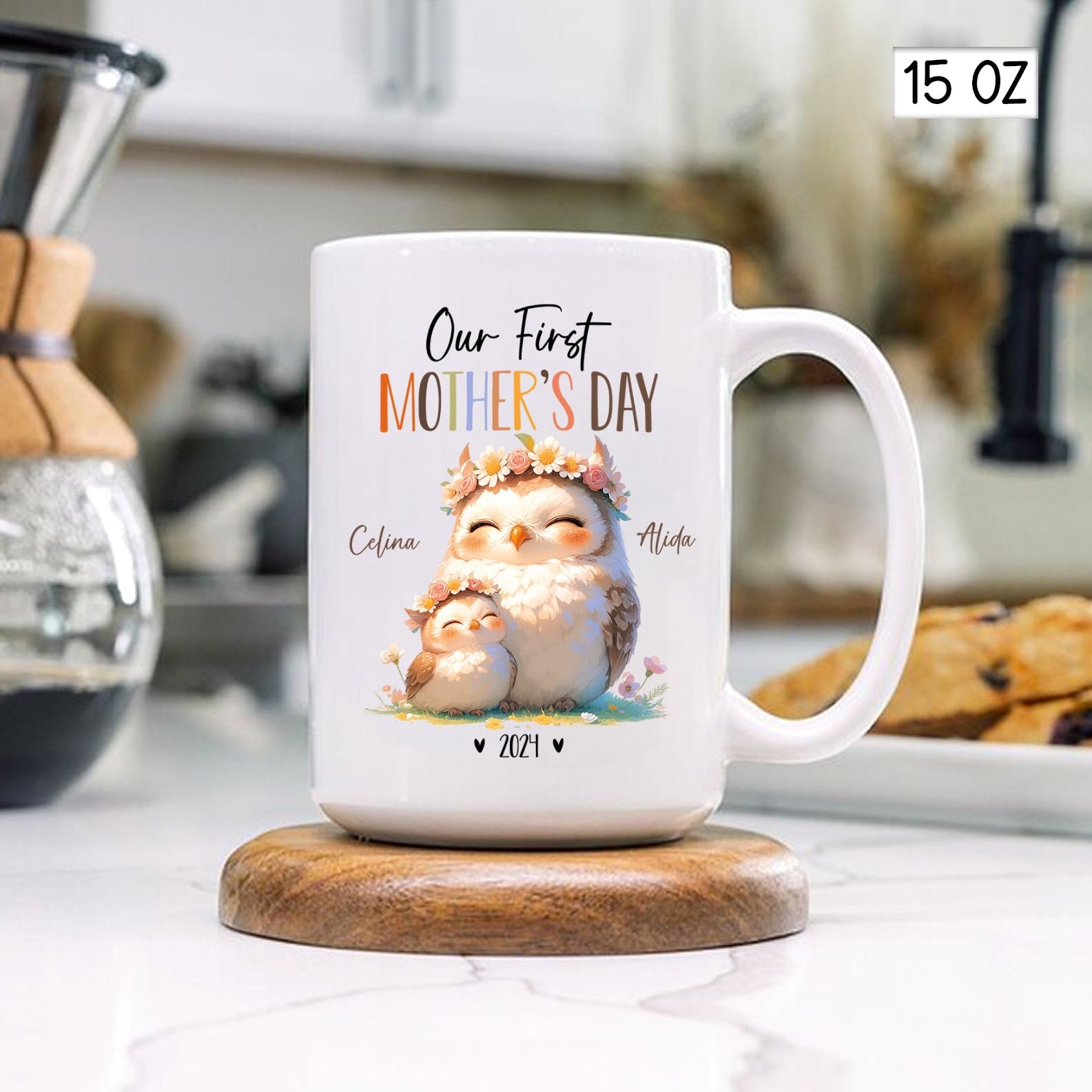 Owl Animal Mug For Owl Lover, Mommy And Baby Owl Ceramic Mug, Our First Mothers Day Coffee Cup, Custom Mummy & Baby Owl Porcelai
