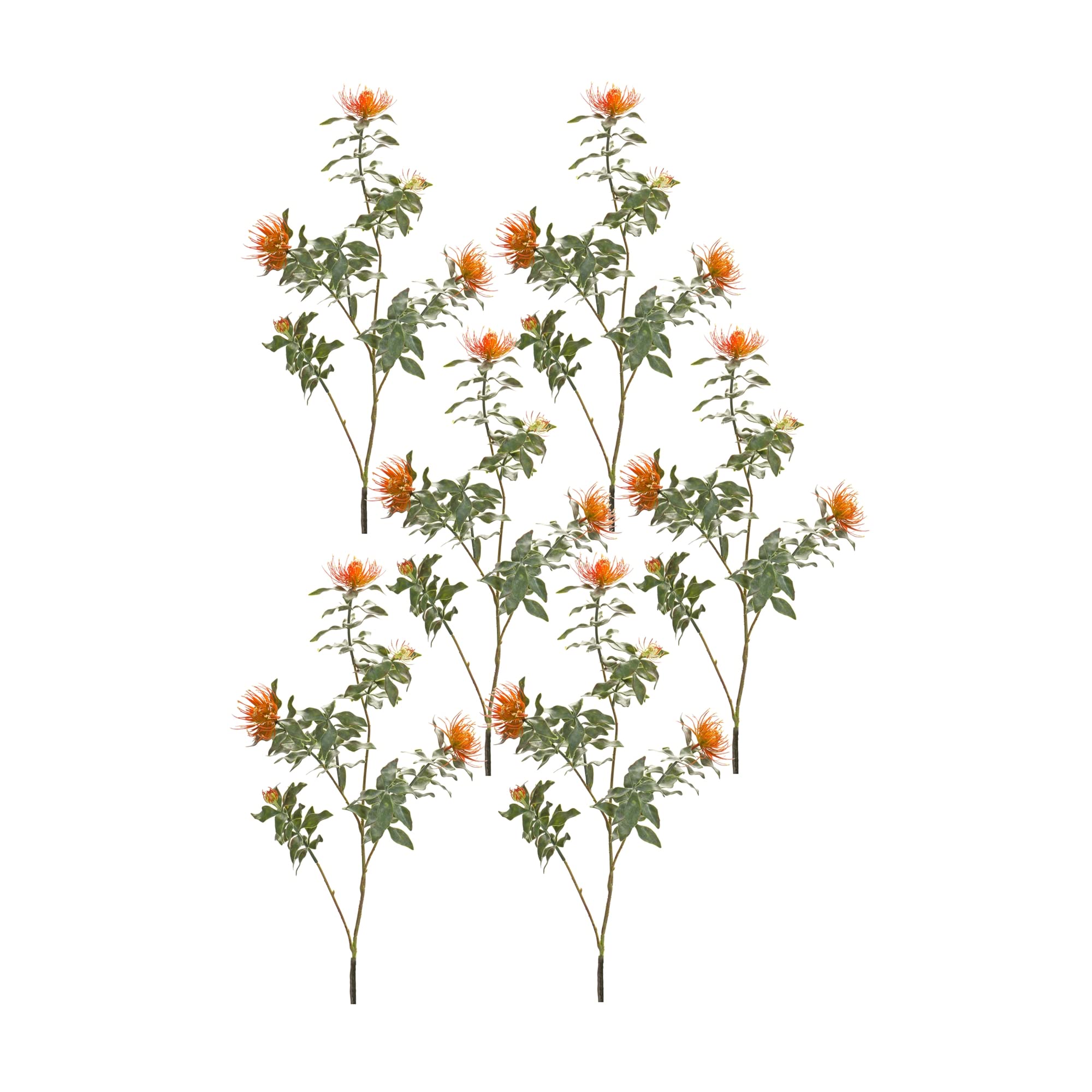 Melrose Set of 6 Plastic and Flocking Protea Stem with Orange Finish 85684DS