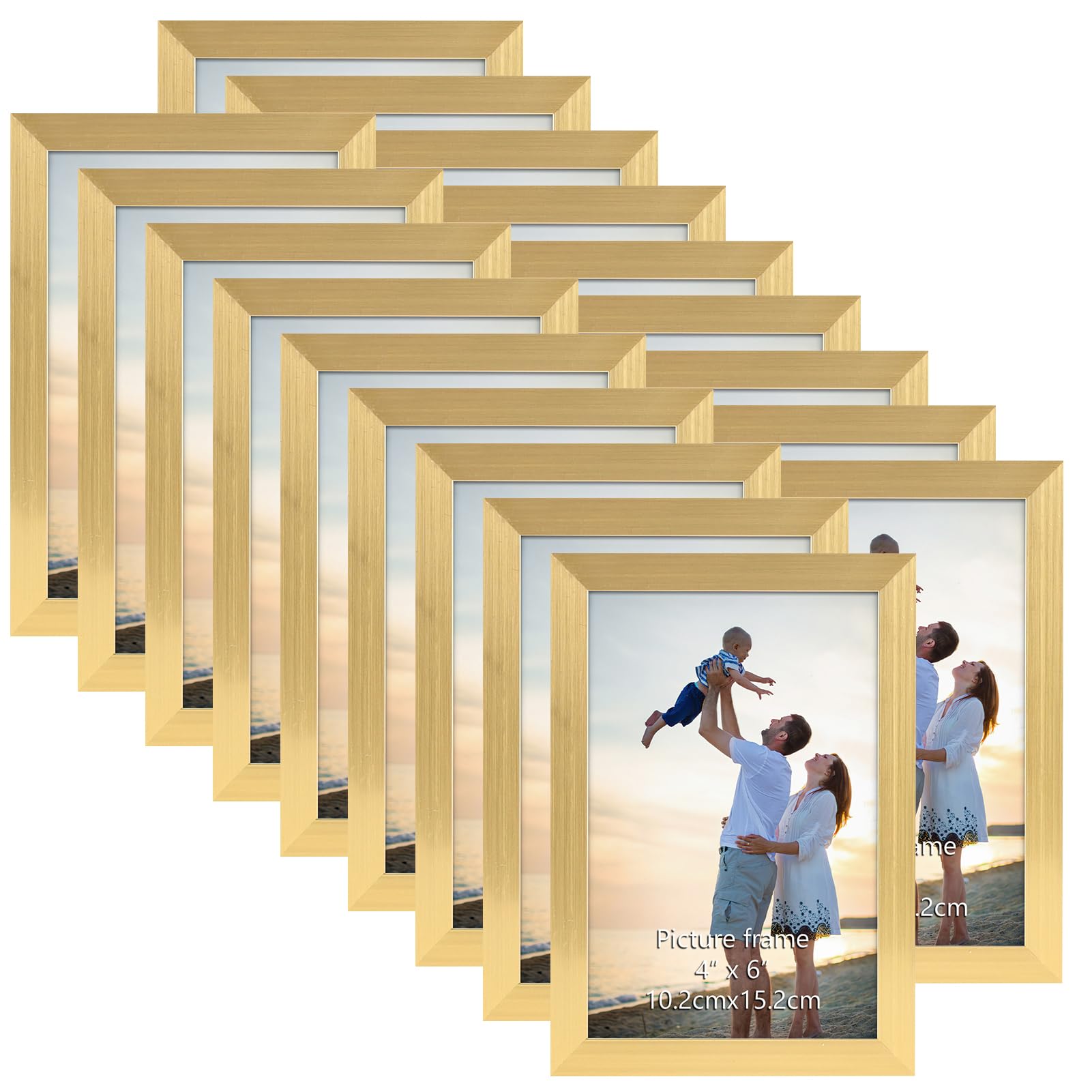 Hoikwo 18 Packs 4x6 Gold Multi Picture Frames Set for Family Photos, Artwork, Light Weight Bulk 4 by 6 Frames Pack for Wall Hang