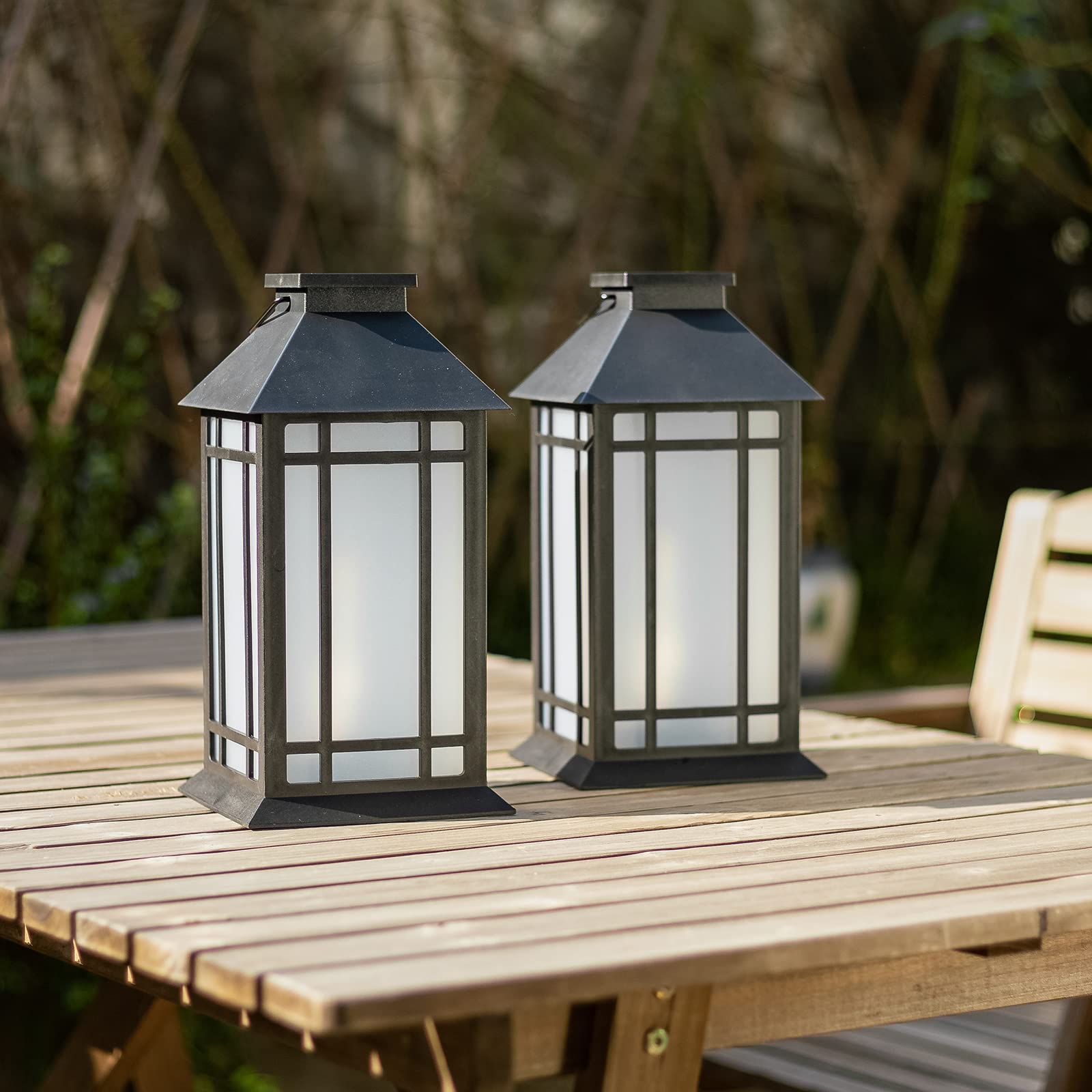 Bdor 13-Inch IP65 Waterproof Battery-Powered Outdoor Lantern with Led Flameless Candle and 6-Hour Timer - Decorative Lantern for