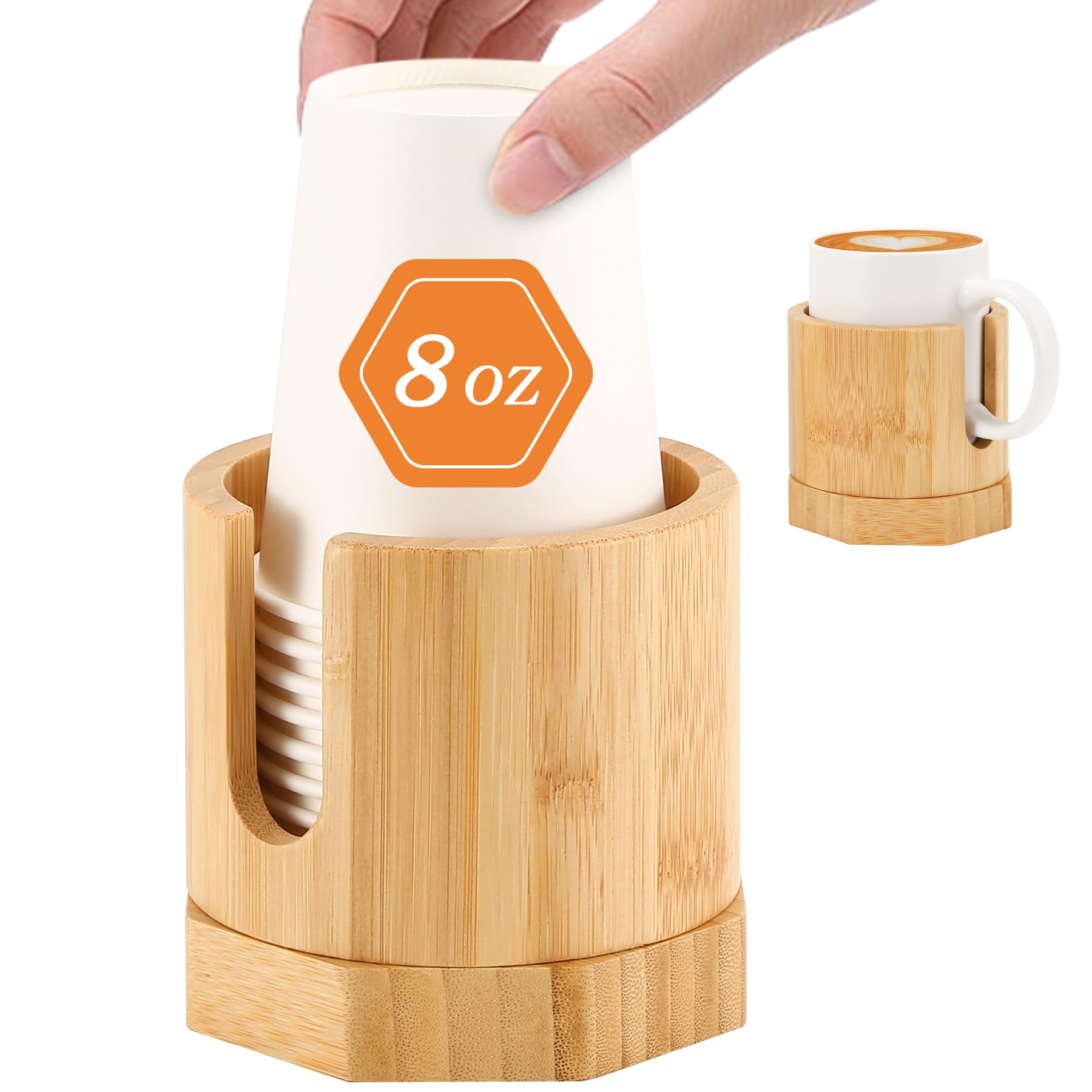 Nnewvante Cup Dispenser, 5-8Oz Bathroom Cup Holder, Bamboo Coffee Cup Dispenser For Kitchen, Dual-Purpose Paper Cup Holder & Ant
