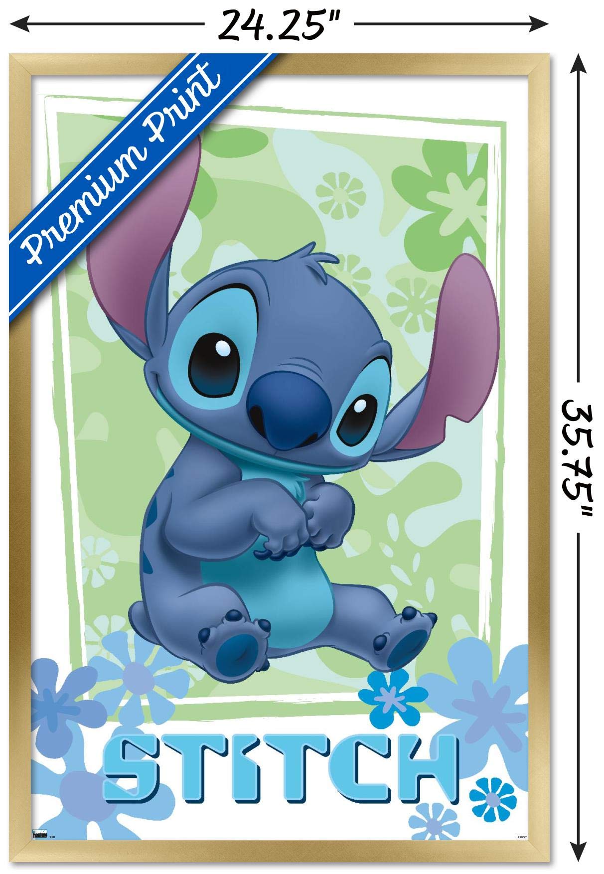 Trends International Disney Lilo And Stitch - Flowers Wall Poster, 22.375'' X 34'', Gold Framed Version