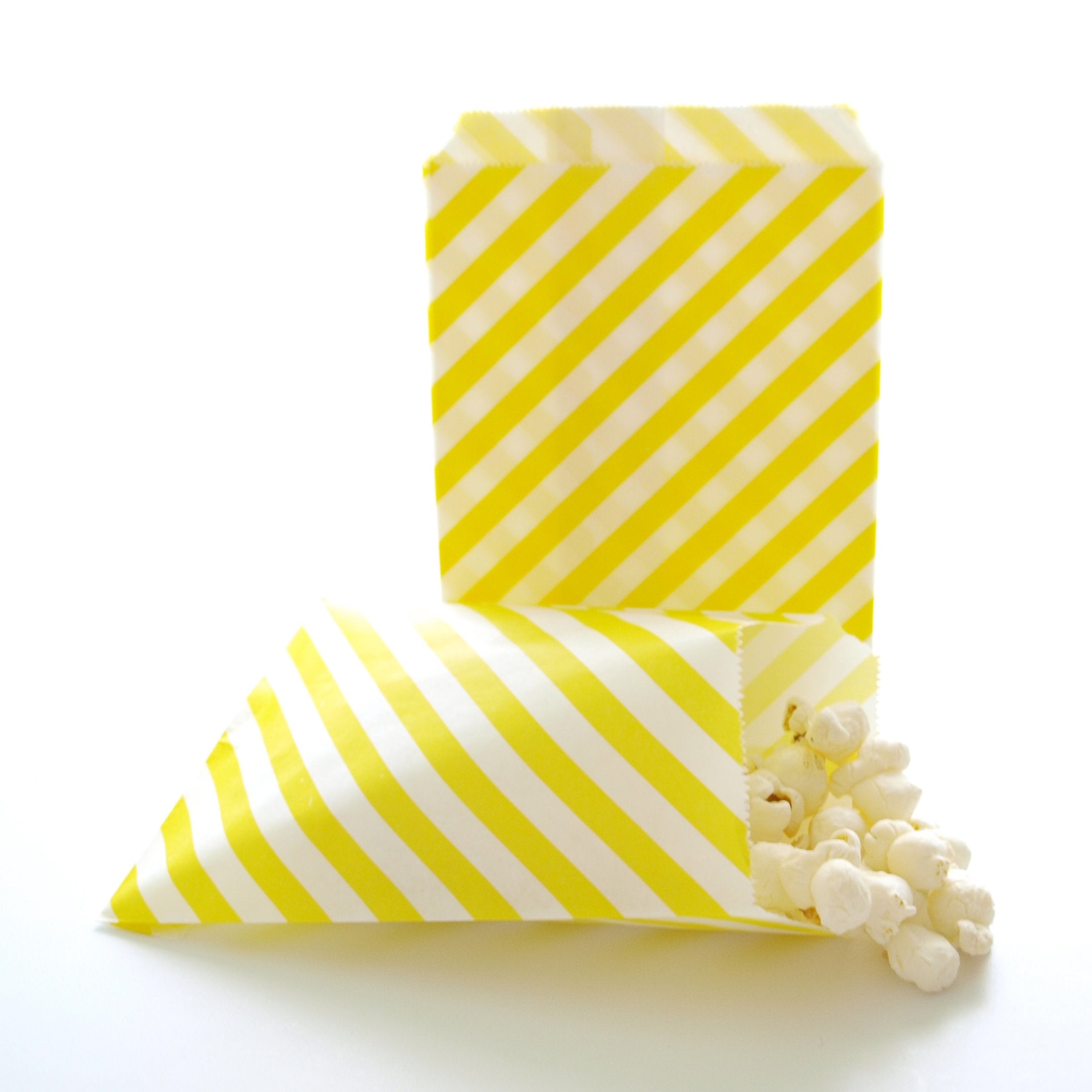 Piata Candy Sacks, Childrens Loot Bags & Birthday Party Supplies For Kids, Yellow Stripe Bags (25 Pack)