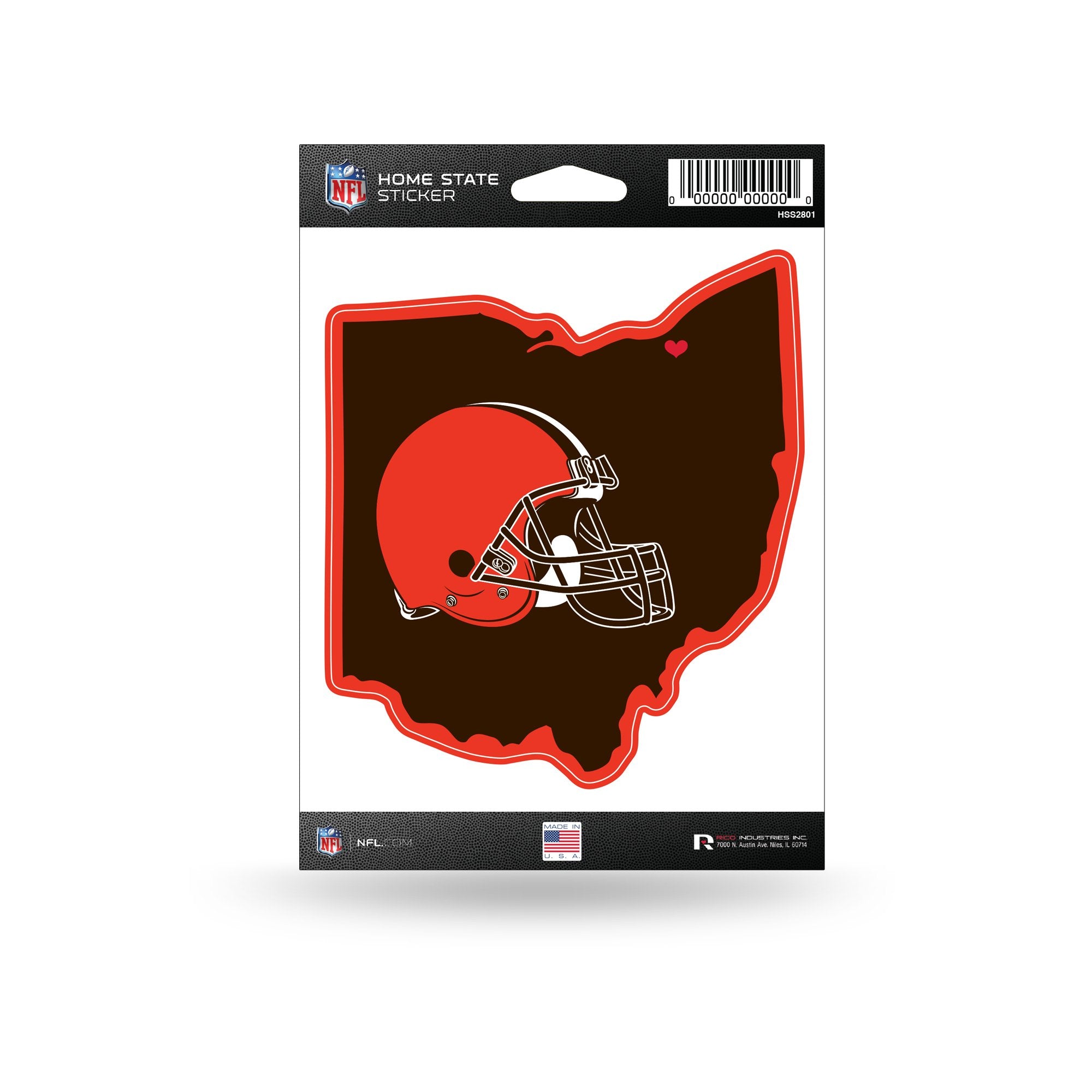 Rico Industries NFL Cleveland Browns Home State Sticker, 5.00 x 7.00