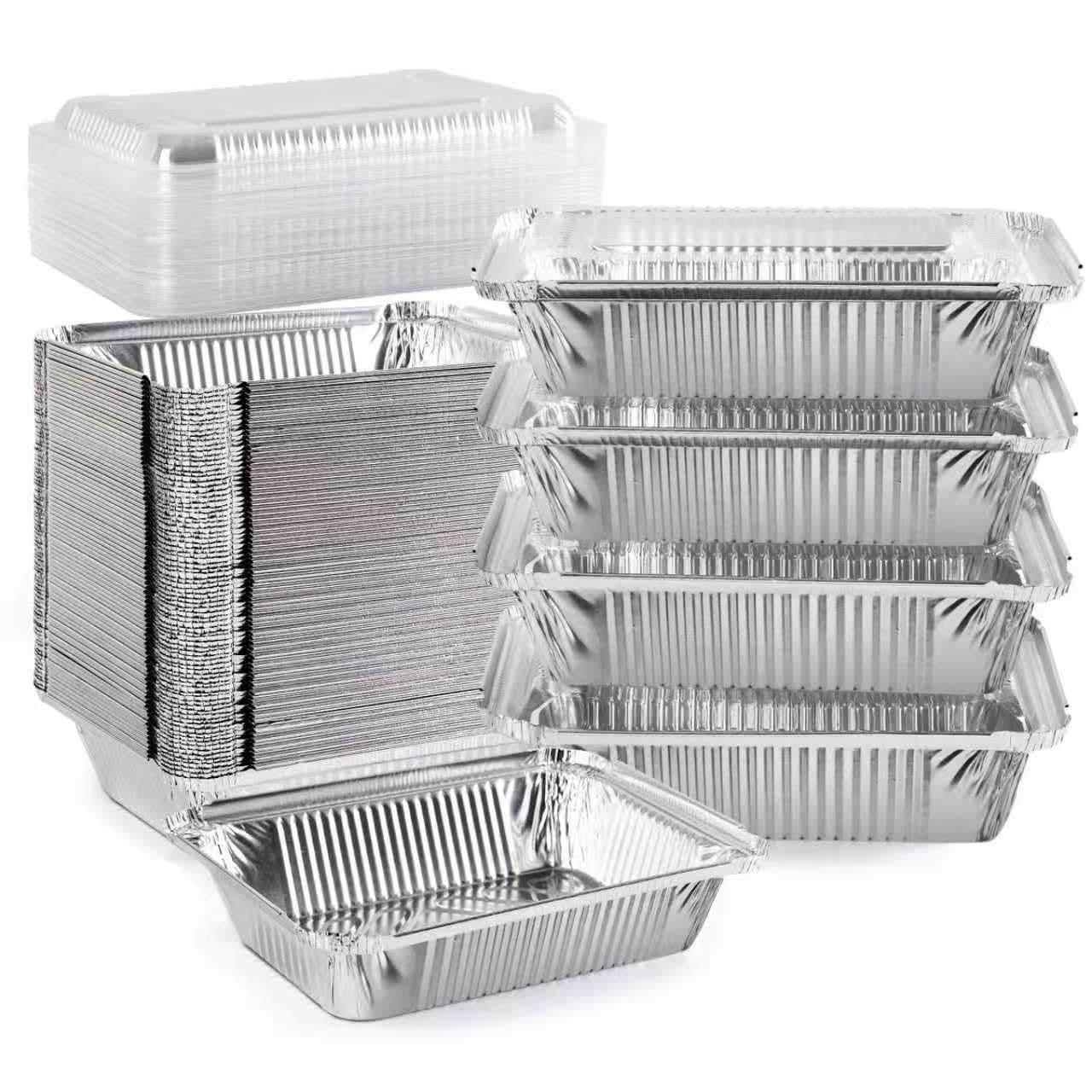 Benestanti Aluminum Pans With Platsic Lids (100-Pack, 8.56) 2.25 Lb Capacity Foil Food Containers - Foil Pans With Lids - Dispos