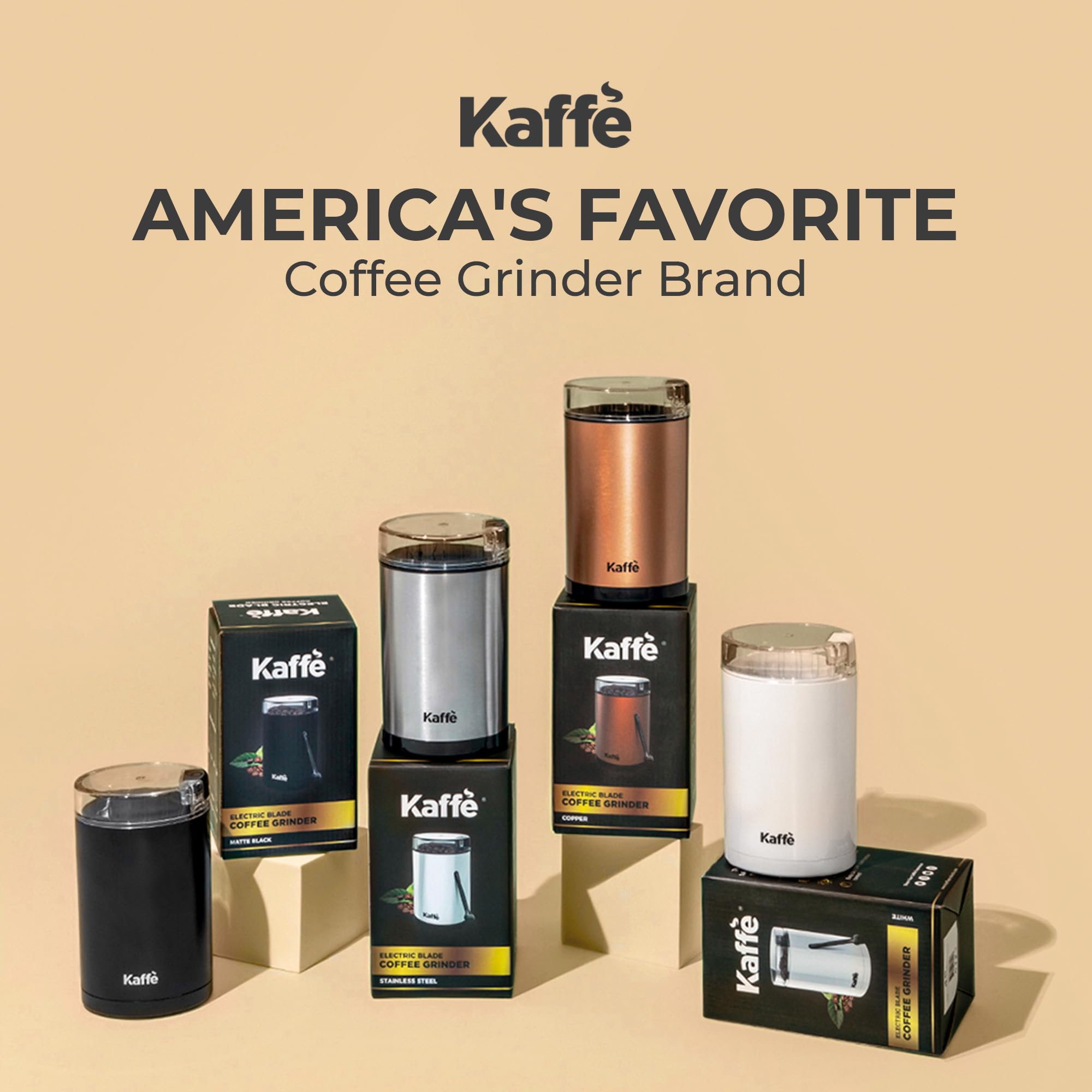 Kaffe One-Touch Coffee Grinder Electric W/Cleaning Brush (3 Oz) - Coffee Grinders For Home Use - Up To 12 Cups Of Coffee Per Gri