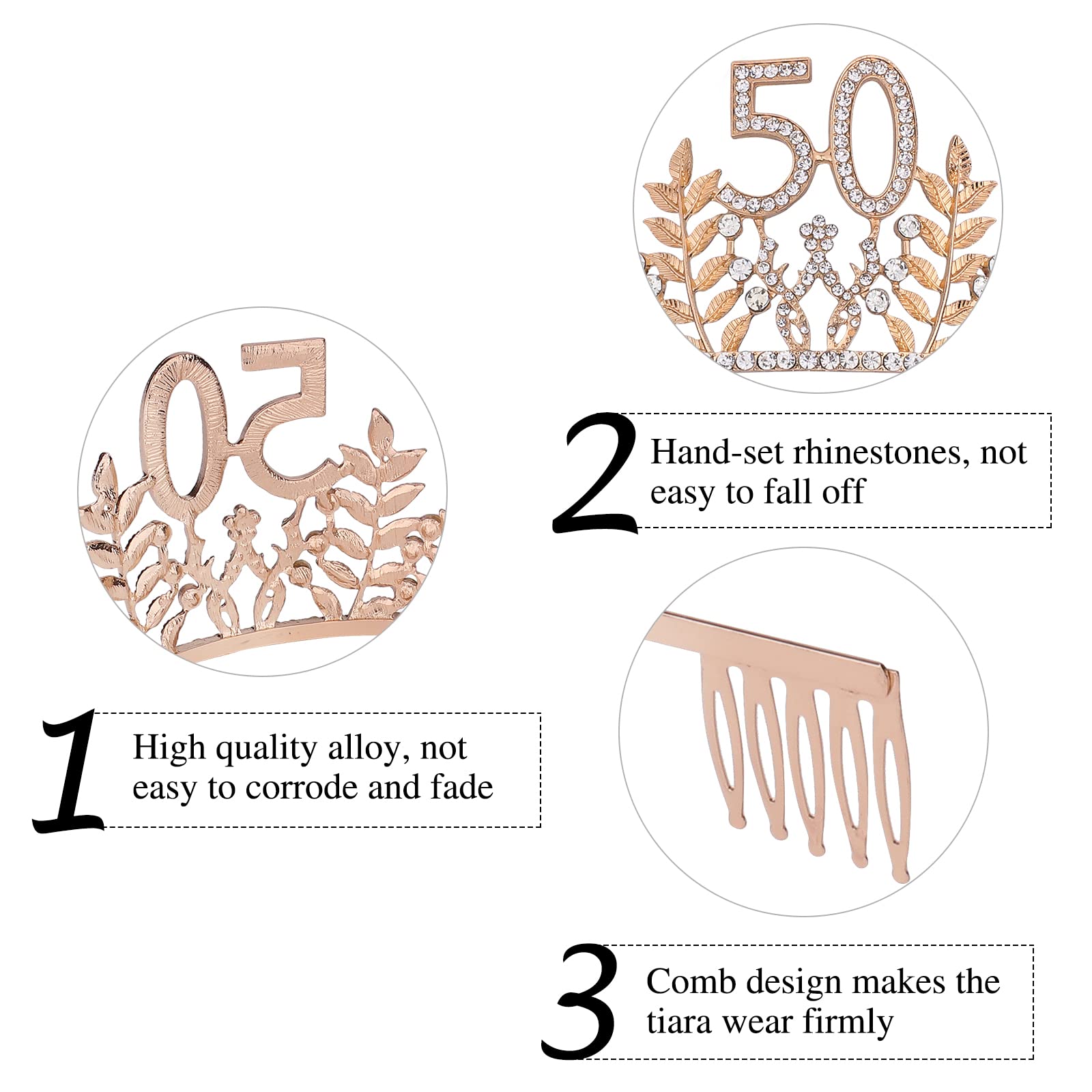 Semato 50 & Fabulous Birthday Crown And Sash Kit- 50Th Birthday Gifts For Women 50Th Birthday Party Supplies (Gold)