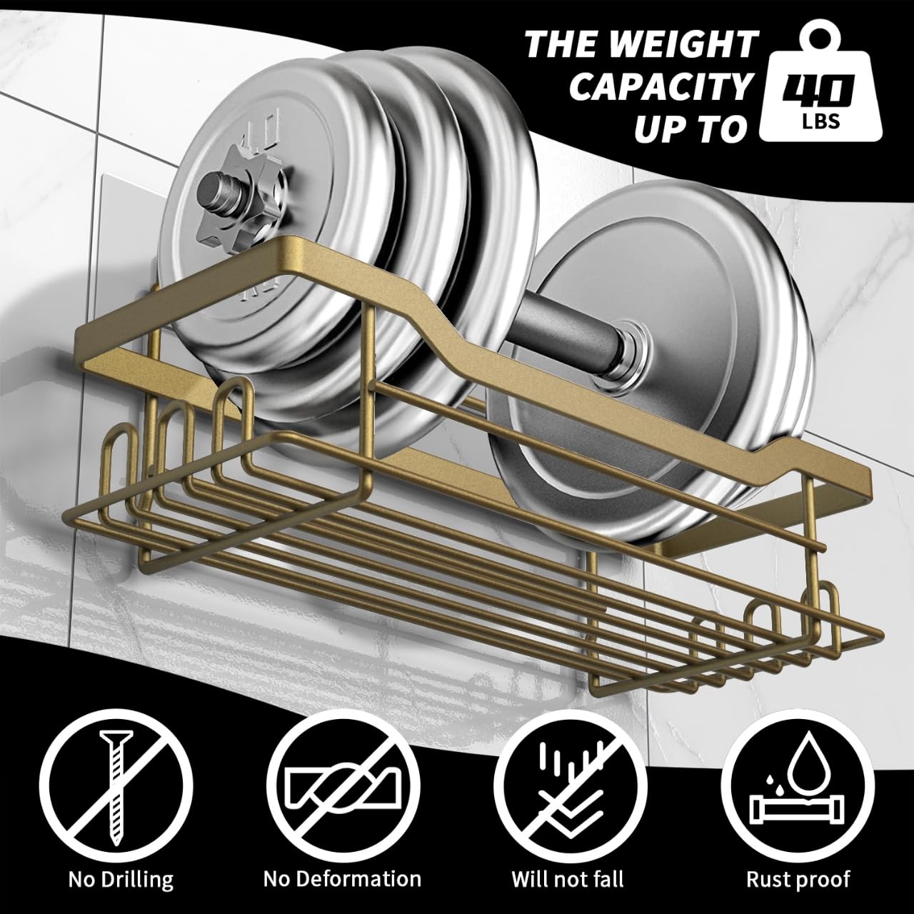 Bathdesign Shower Caddy Shelves Organizer Rack, 3 Pack Shower Caddy With Soap Holder, Shower Shelves For Inside Shower, No Drill