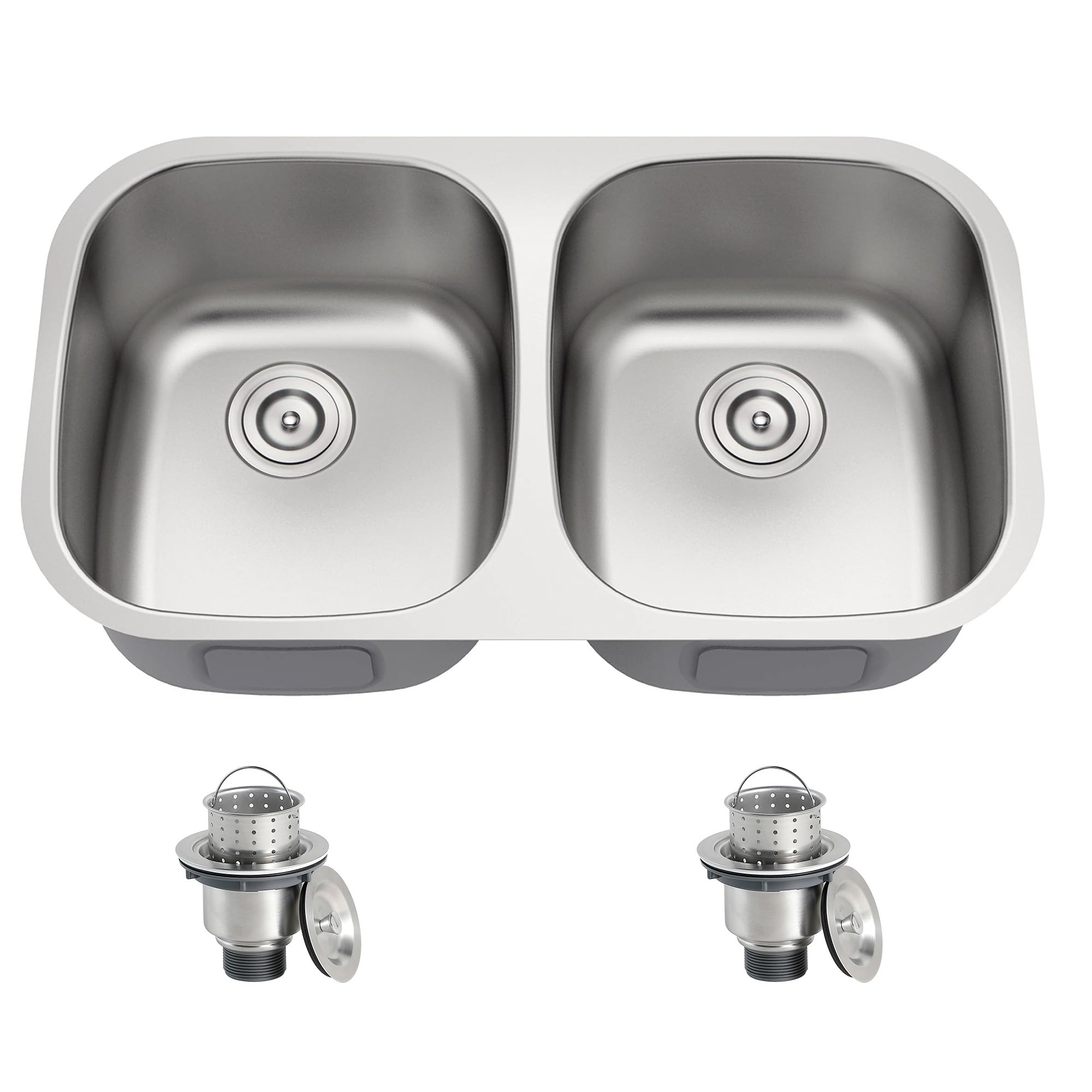 Joviprime 32 Inch Undermount Double Bowl Kitchen Sink 50/50 18 Gauge 304 Stainless Steel Spacious Double Bowl Design Sink With S