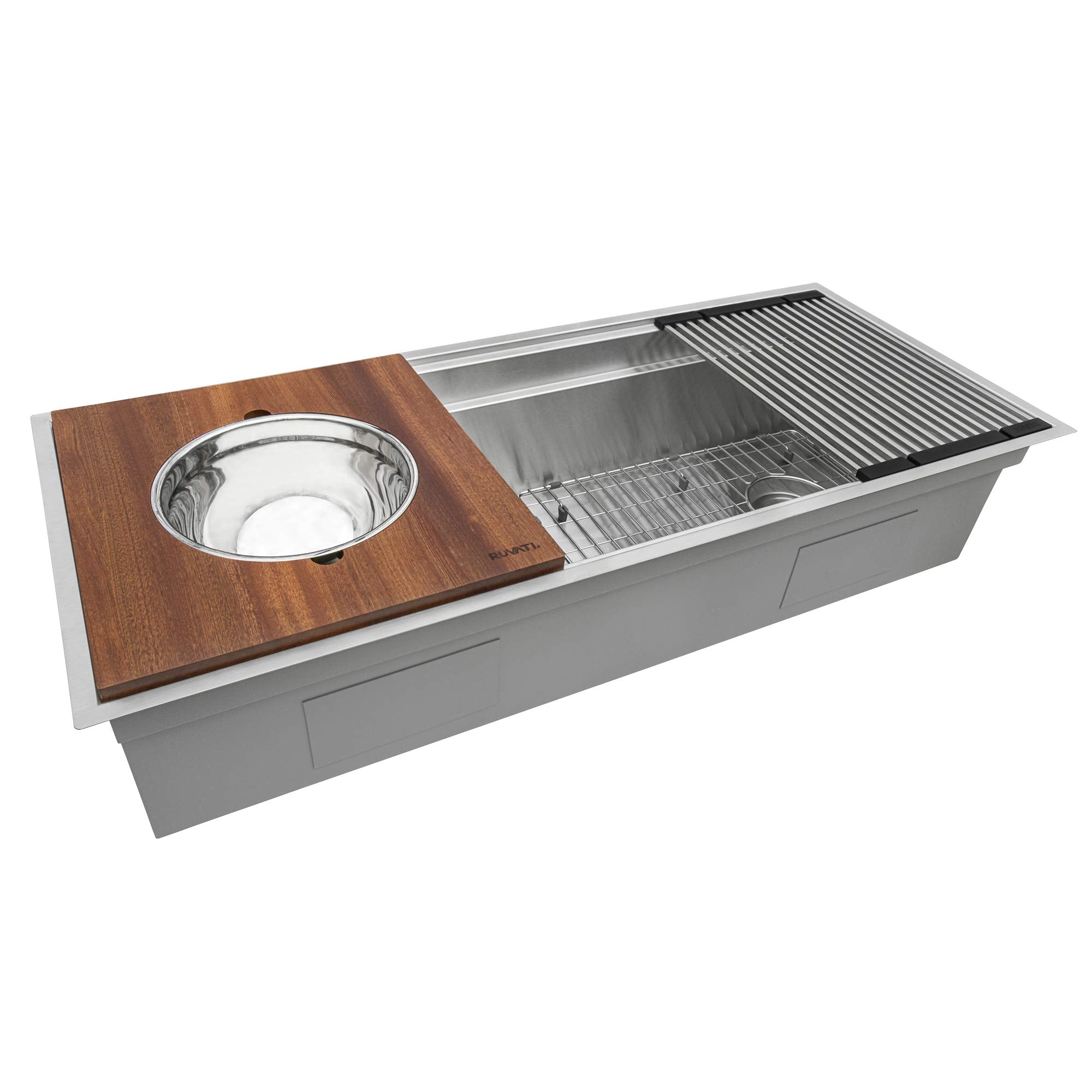 Ruvati 39-Inch Workstation Dual Tier Kitchen Sink Undermount 16 Gauge Stainless Steel - Rvh8299