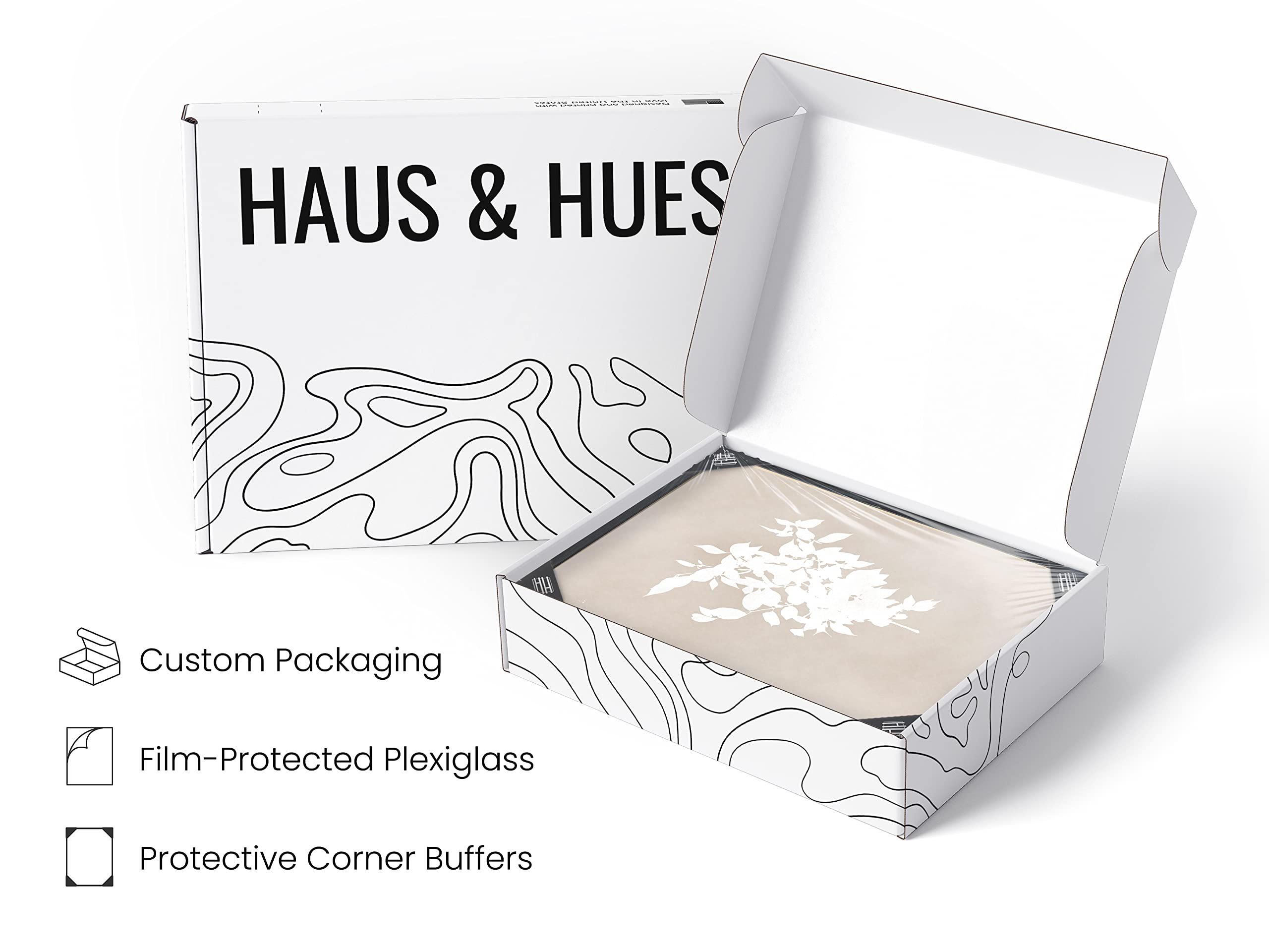 HAUS AND HUES Framed Flower Pictures Wall Decor - Set of 4 Floral Wall Art  Black and White Botanical Prints Framed  Rustic Framed Vintage  Farmhouse Art  Floral Prints Framed (11x14  Black Framed)