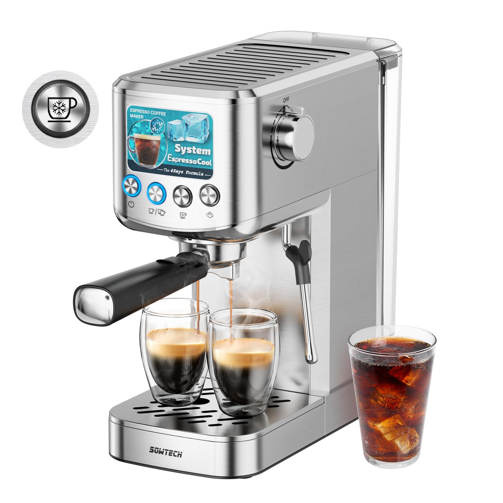 Sowtech Espresso Machine 20 Bar,Professional Espresso Maker With Milk Frother,Expresso Coffee Machine With 42 Oz Removable Water
