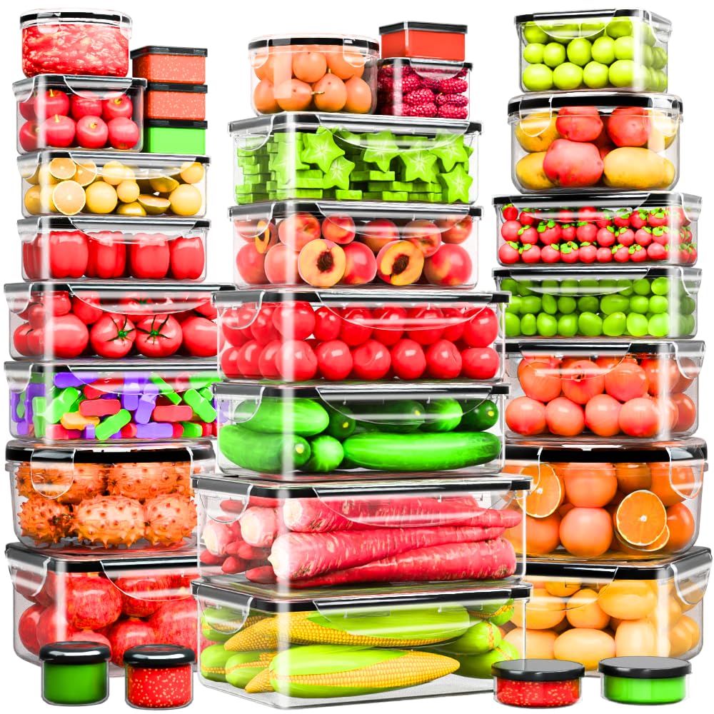 62 Pcs Large Food Storage Containers with Lids Airtight,Total 656OZ(31 Containers &31 Lids), Reusable BPA-Free Plastic Food Cont