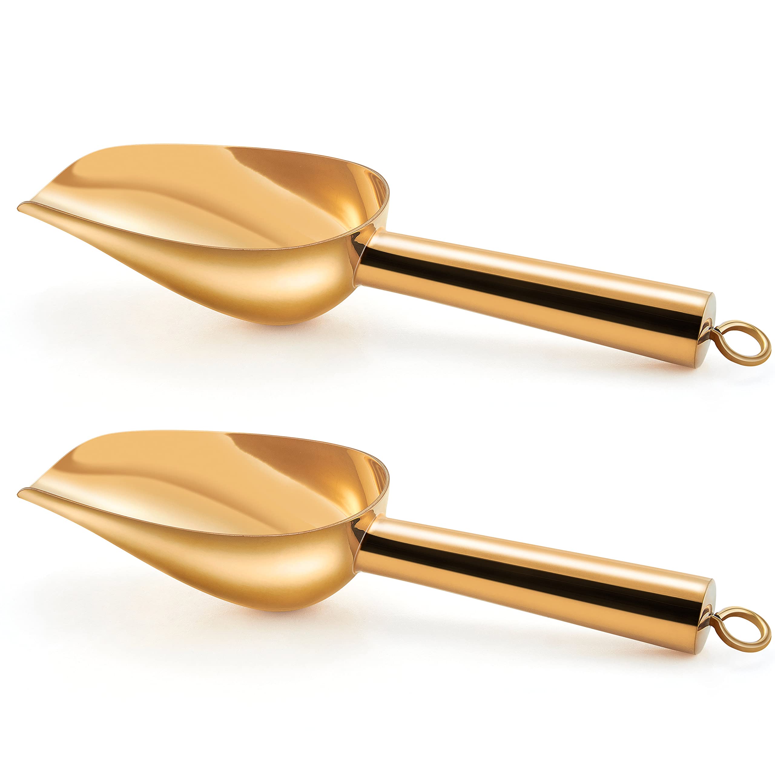 Teamfar Mini Scoop Set Of 2, 3 Oz Stainless Steel Small Scoop, Gold Canister Candy Utility Scoops Versatile For Kitchen Dispense