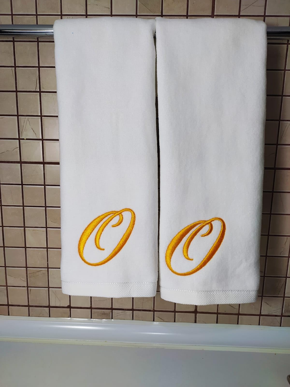 Personalized Gift,Monogrammed Towels Fingertip, 11 X 18 Inches - Set Of 2- Gold Embroidered Towel-Extra Absorbent 100% Turkish C