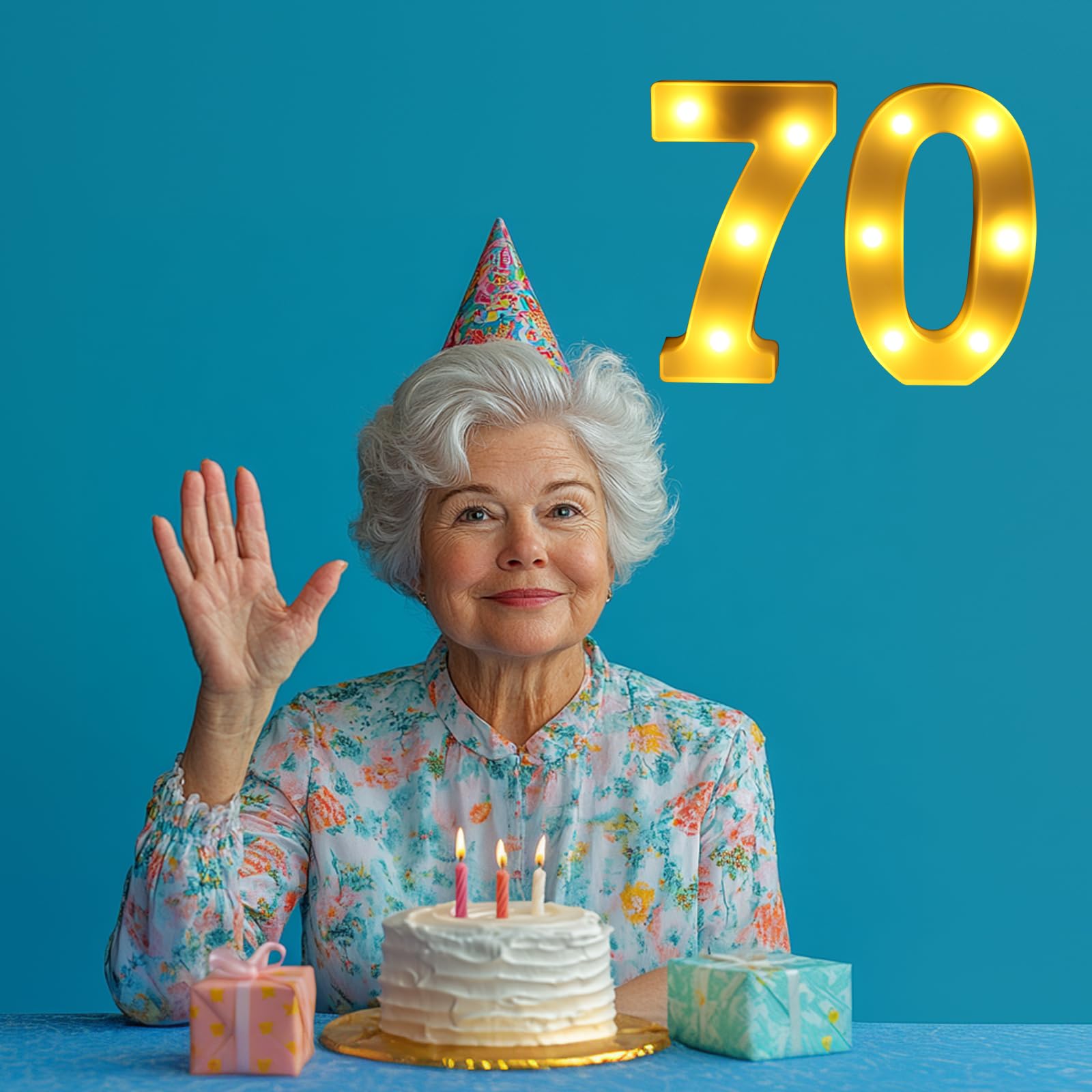 70th Birthday Decorations for Women Men,Happy 70 Birthday Decorations for Centerpieces Table,70 Light Up Numbers Sign Led for Pa